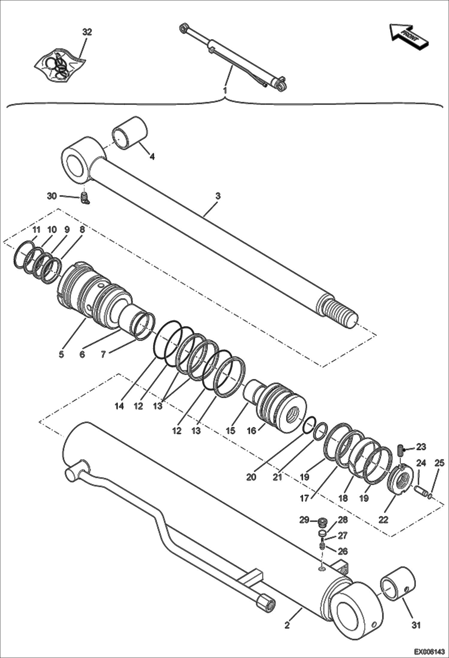 Схема запчастей Bobcat E55W - ARM CYLINDER HYDRAULIC SYSTEM