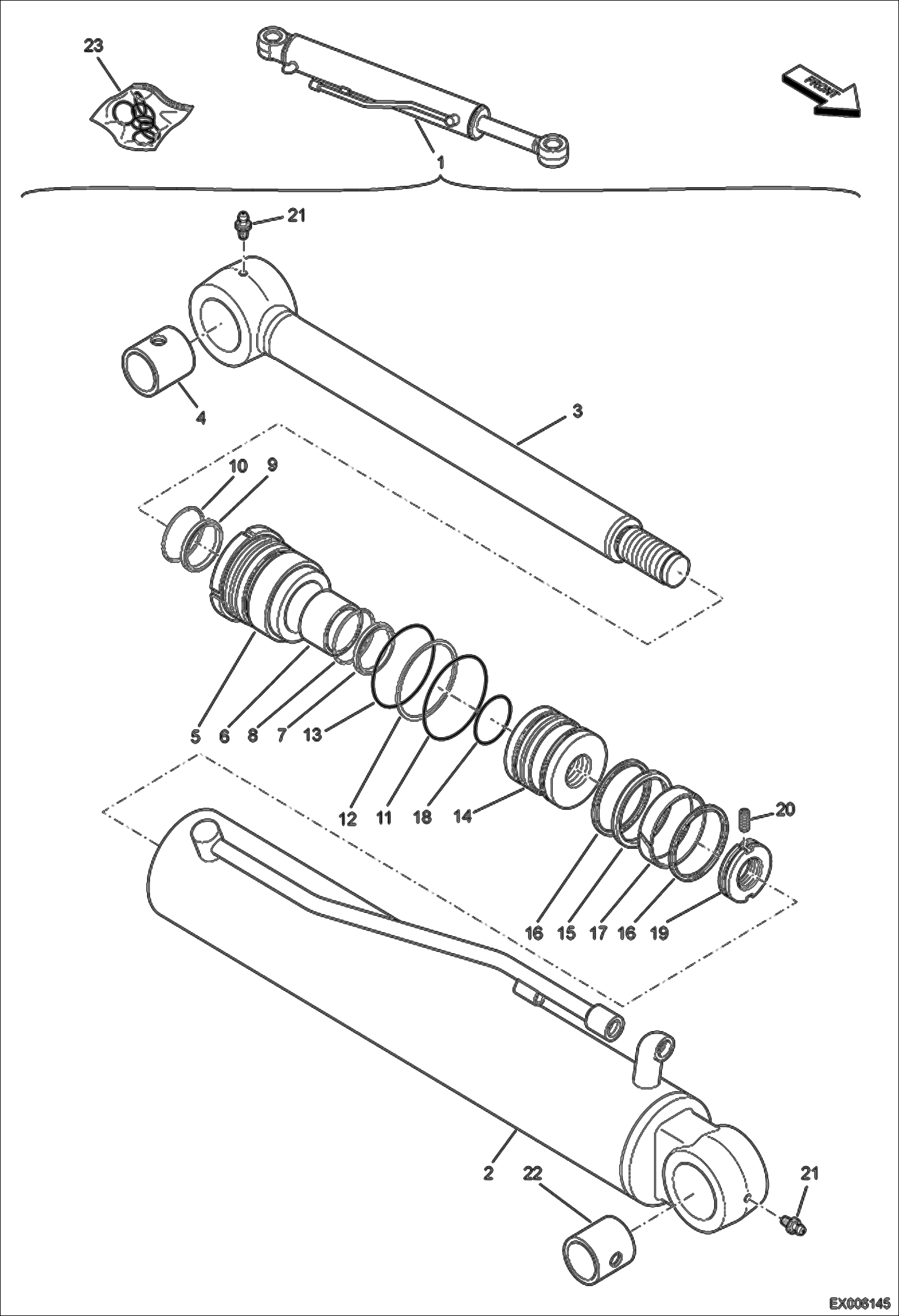 Схема запчастей Bobcat E55W - BOOM SWING CYLINDER HYDRAULIC SYSTEM