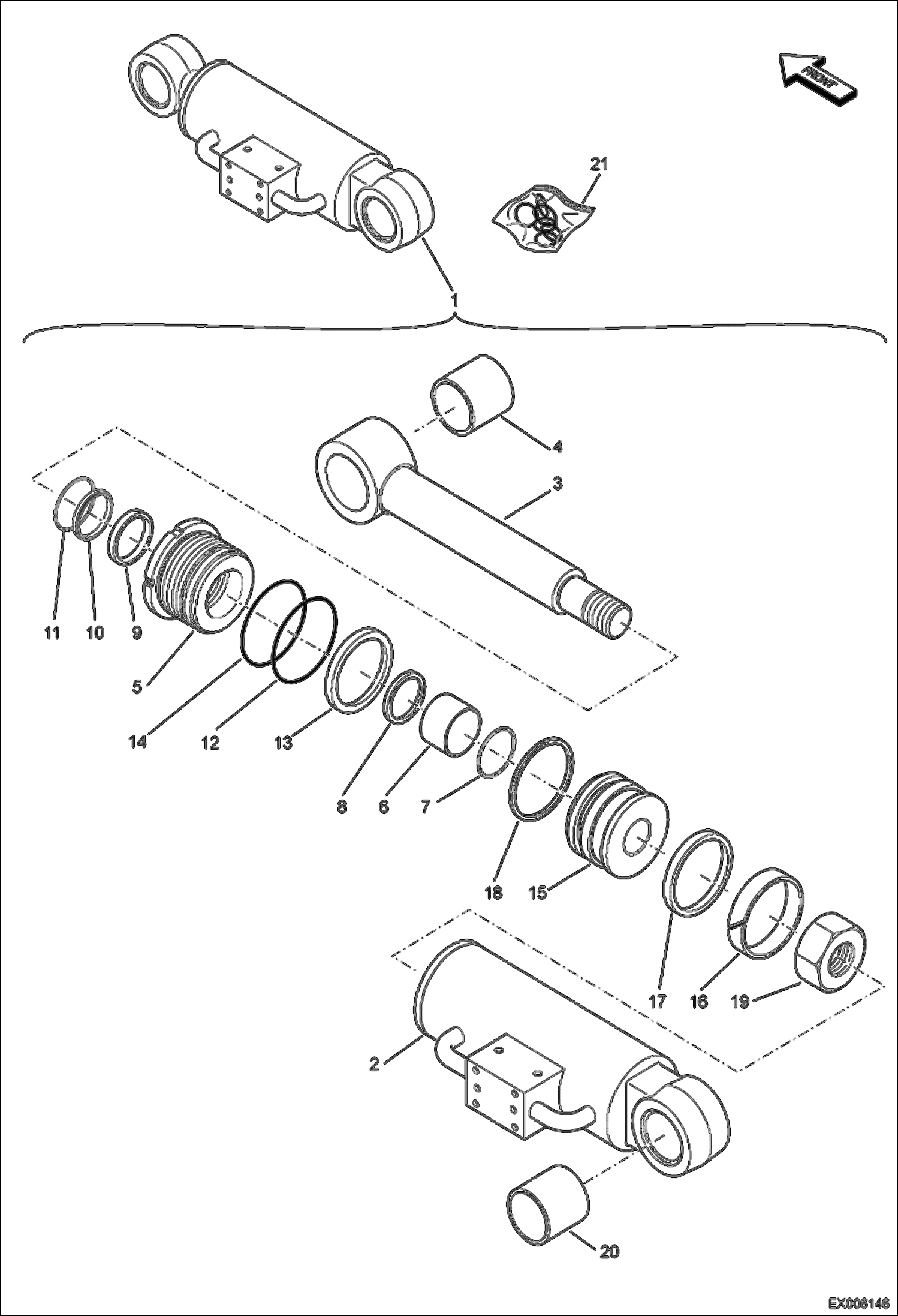 Схема запчастей Bobcat E55W - BLADE CYLINDER HYDRAULIC SYSTEM