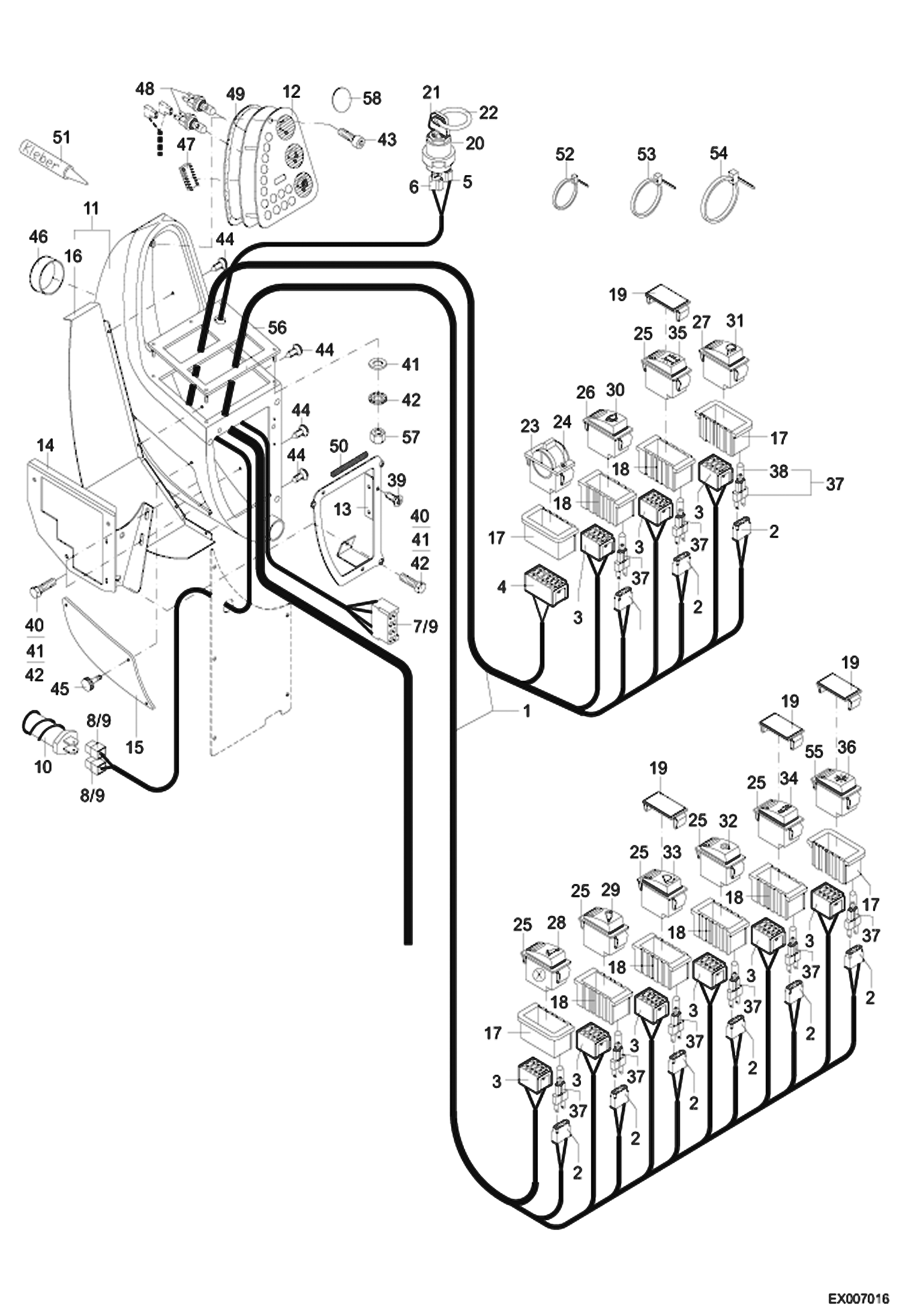 Схема запчастей Bobcat 444 - DASH CONSOLE ELECTRICAL SYSTEM