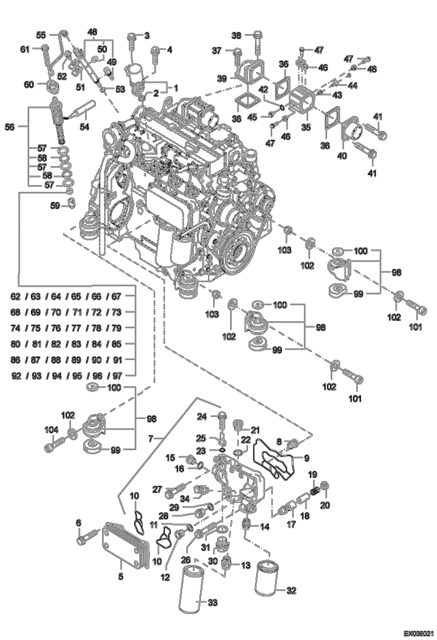 Схема запчастей Bobcat 444 - ENGINE PARTS - PART 2 POWER UNIT