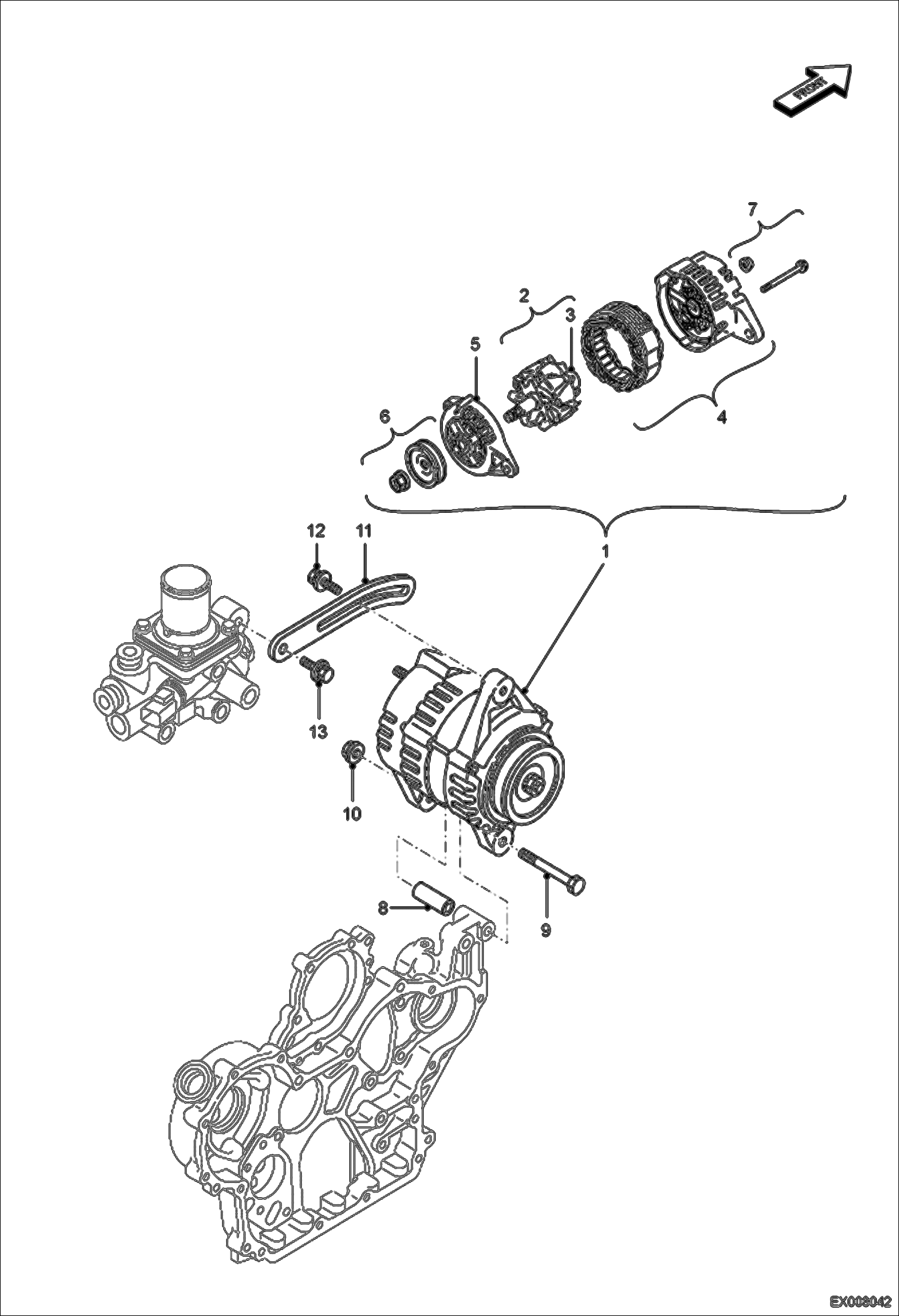 Схема запчастей Bobcat E55W - ALTERNATOR ELECTRICAL SYSTEM