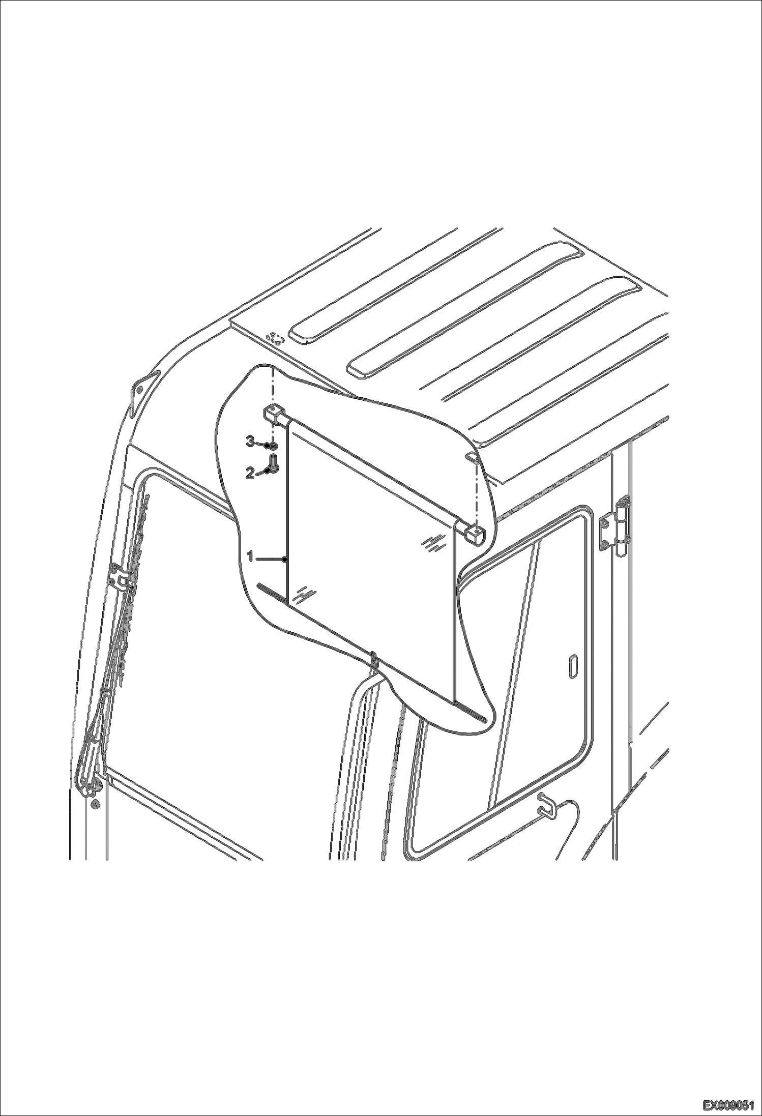 Схема запчастей Bobcat E55W - SUN VISOR MAIN FRAME