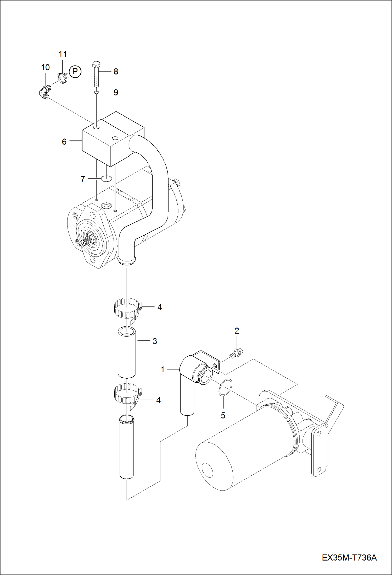 Схема запчастей Bobcat CT335 - INLET TUBE GROUP HYDRAULIC SYSTEM
