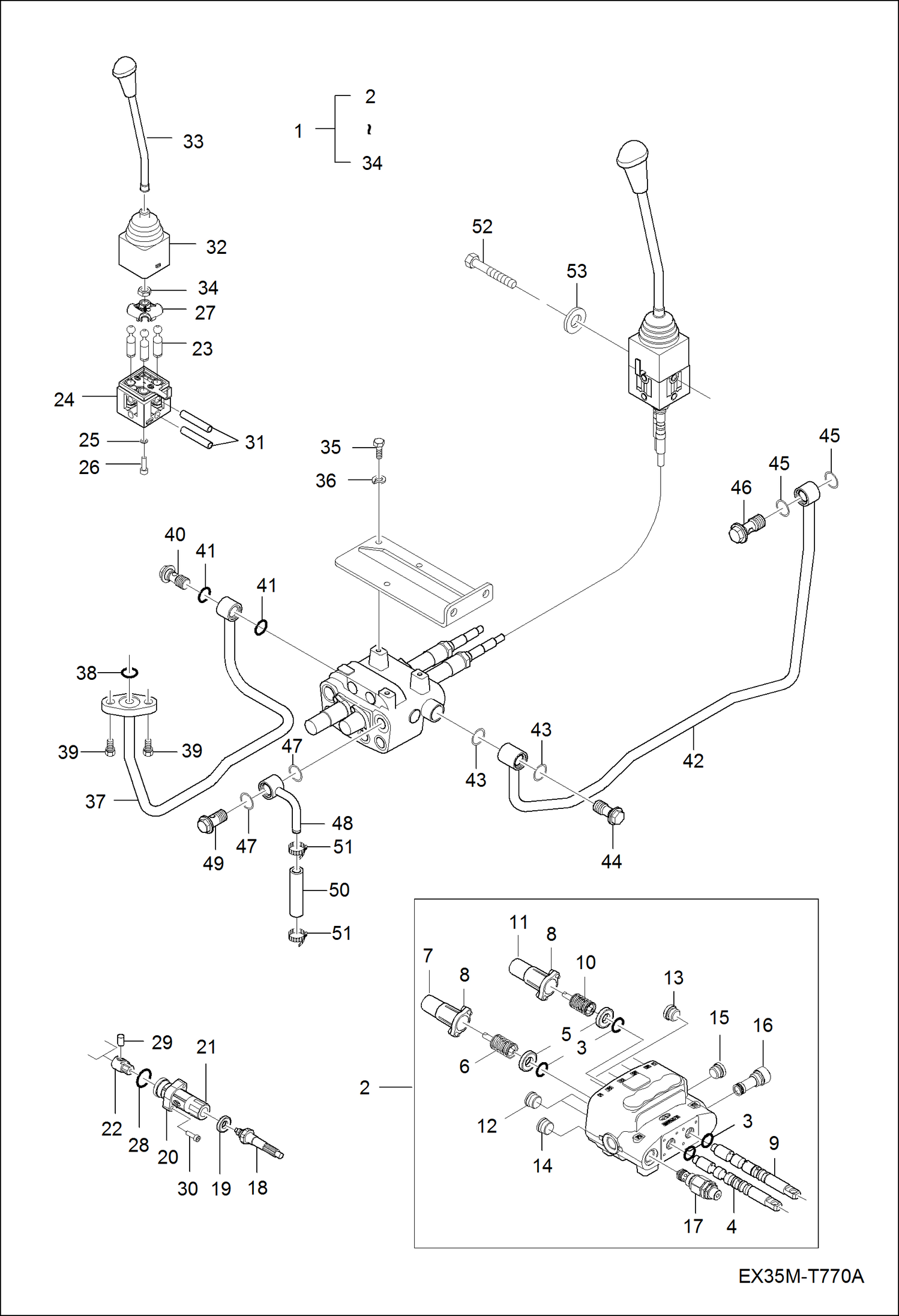 Схема запчастей Bobcat CT335 - JOYSTICK VALVE GROUP ACCESSORIES & OPTIONS