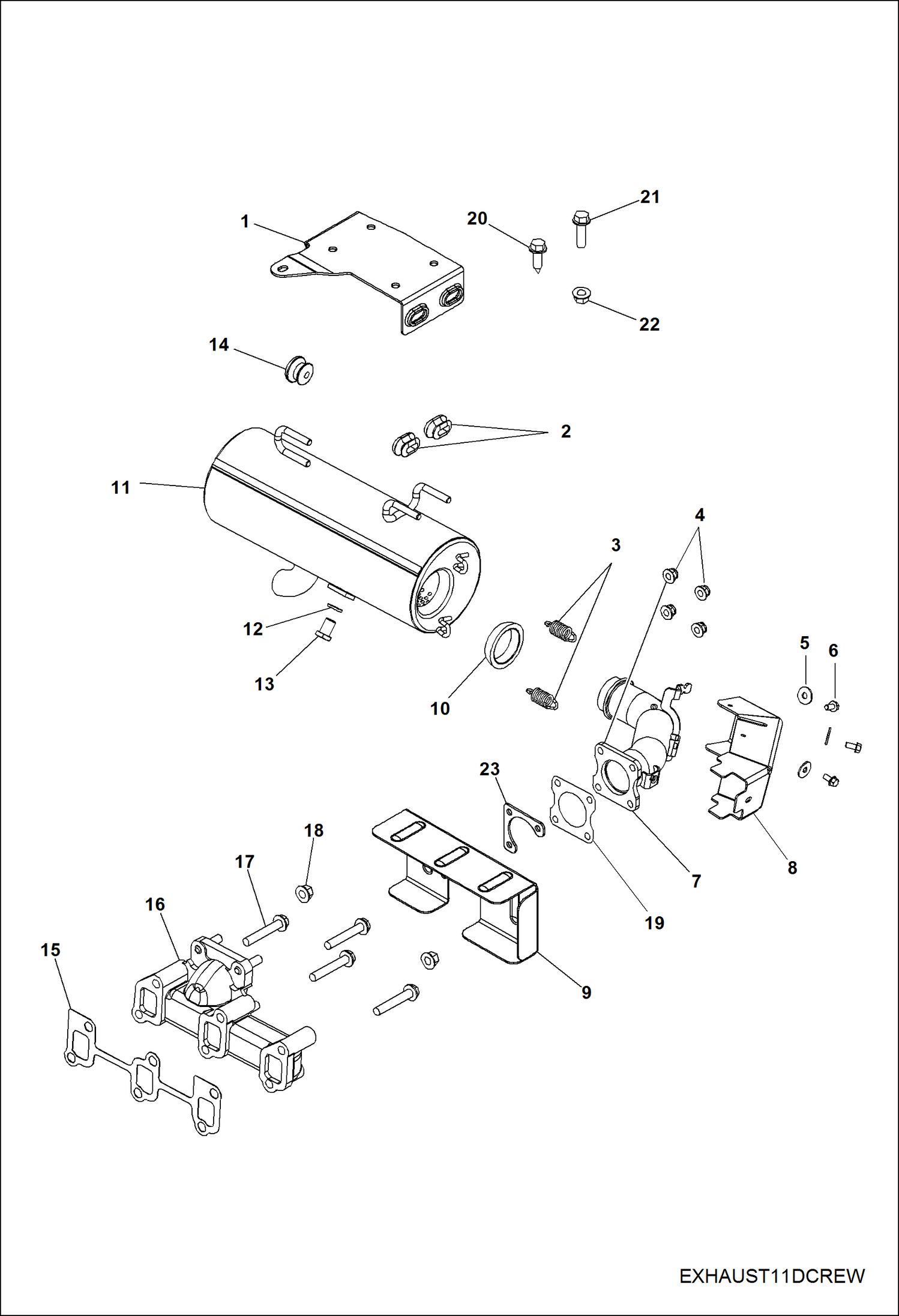 Схема запчастей Bobcat 3400 - ENGINE, EXHAUST POWER UNIT