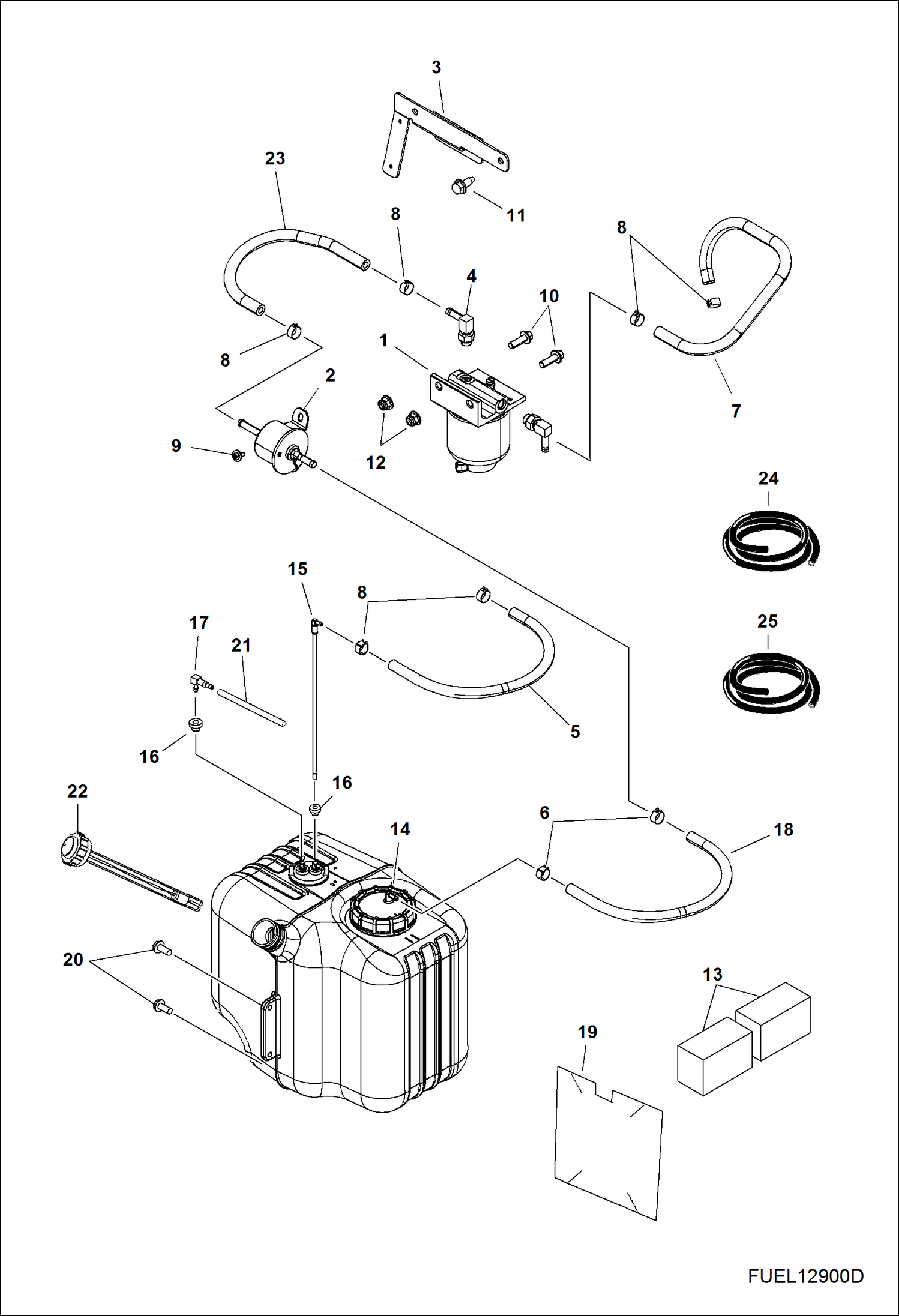 Схема запчастей Bobcat 3400 - BODY, FUEL TANK ASSY POWER UNIT