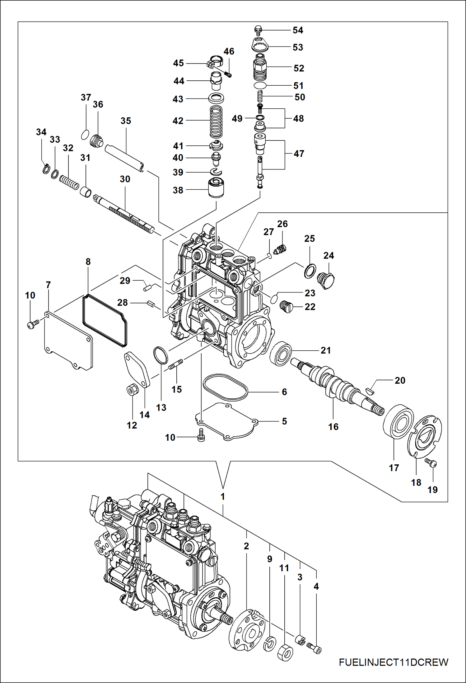 Схема запчастей Bobcat 3400 - ENGINE, FUEL INJECTION PUMP POWER UNIT