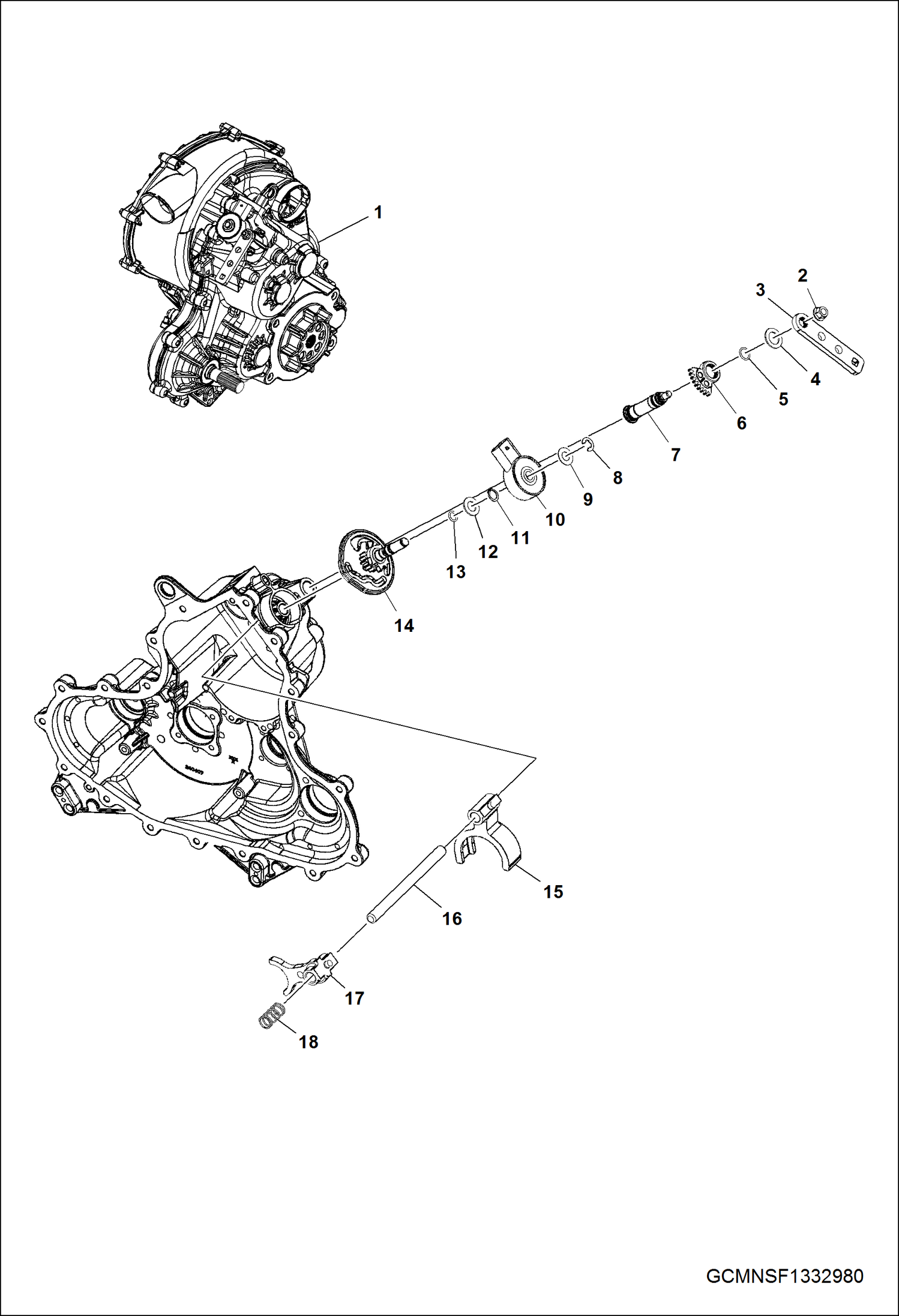 Схема запчастей Bobcat 3400 - DRIVE TRAIN, MAIN GEARCASE SHIFT FORKS (S/N AJNU20001 & Above) DRIVE TRAIN