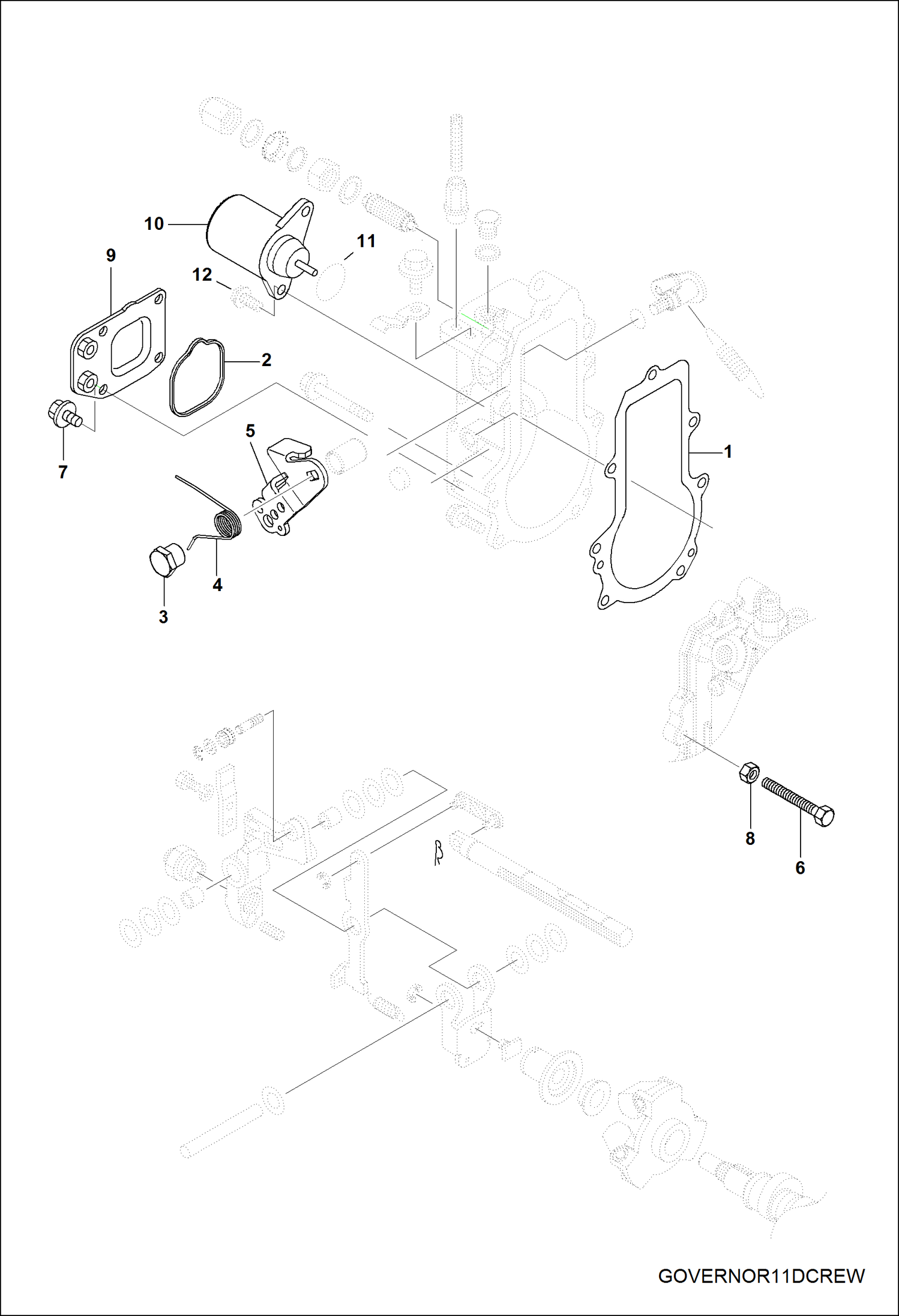 Схема запчастей Bobcat 3400 - ENGINE, GOVERNOR POWER UNIT