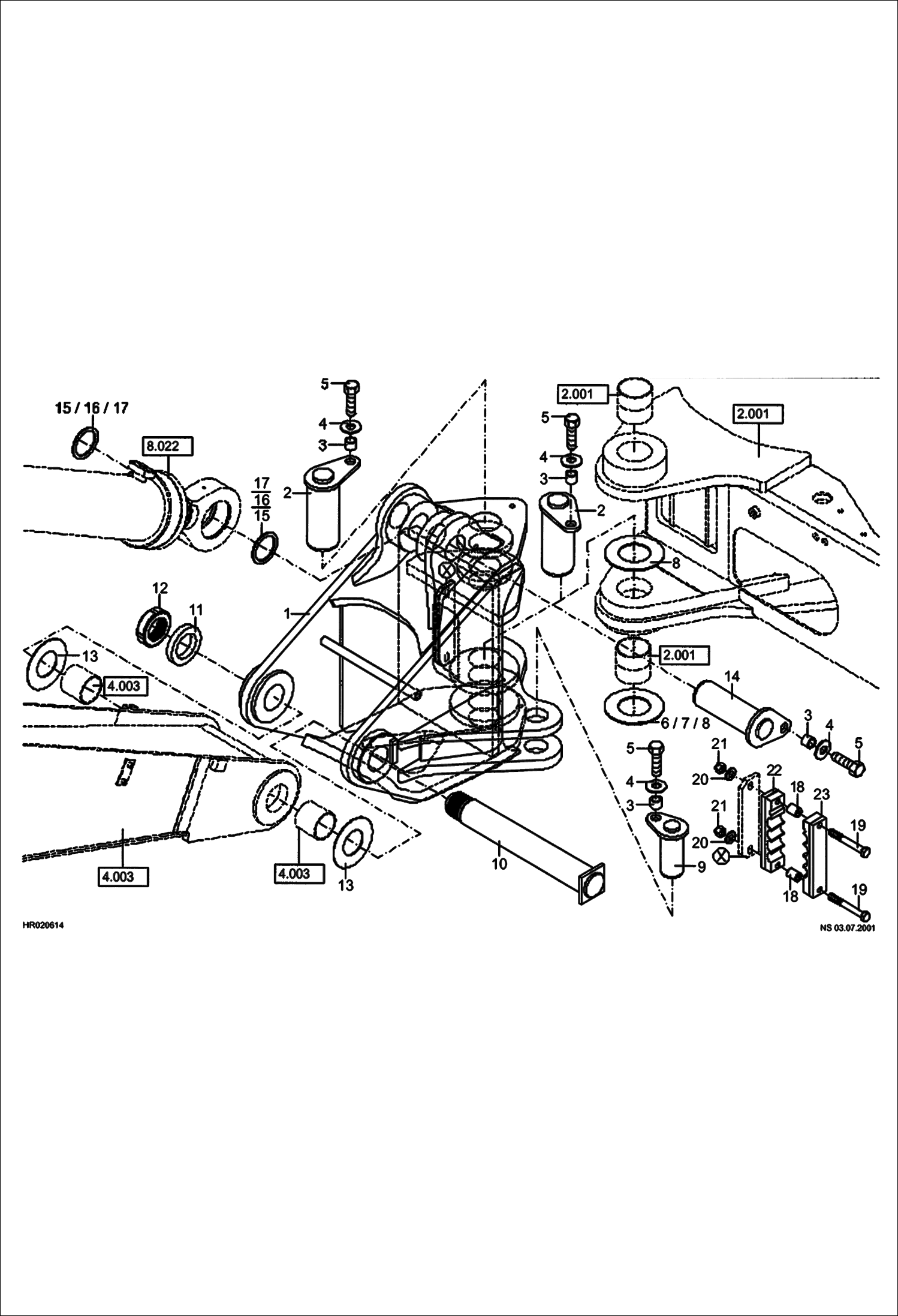 Схема запчастей Bobcat 442 - BOOM Mono WORK EQUIPMENT