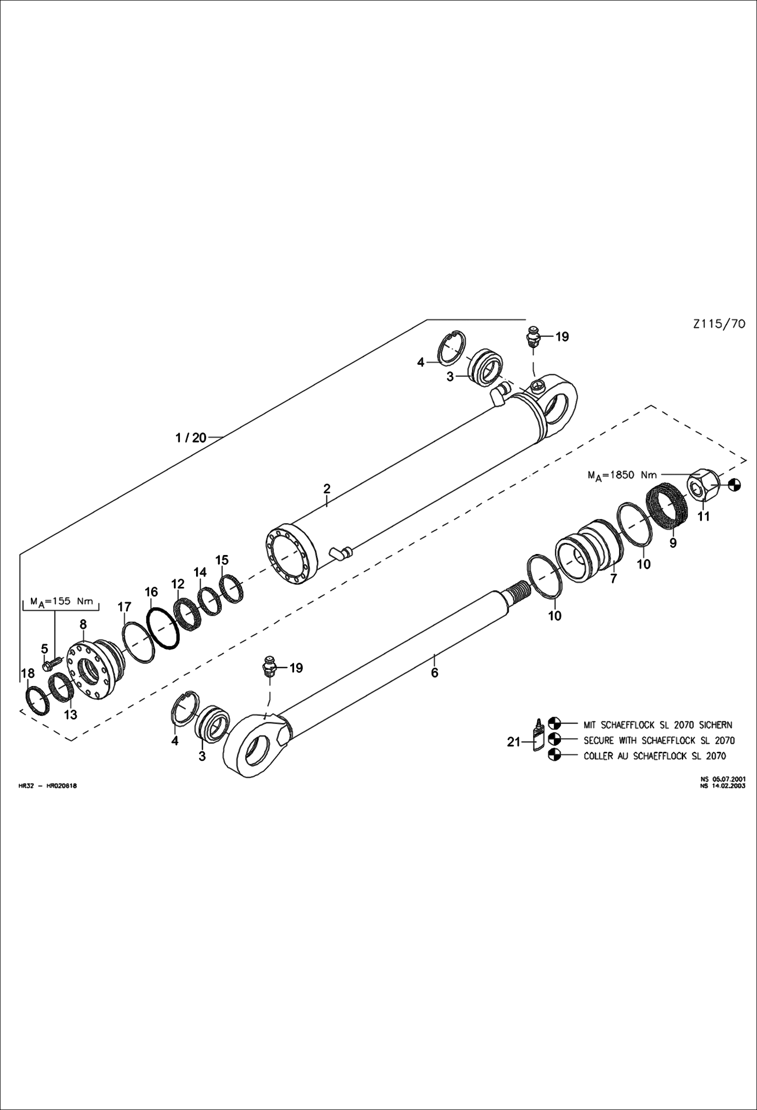 Схема запчастей Bobcat 442 - HYDRAULIC CYLINDER Dipper Arm HYDRAULIC SYSTEM