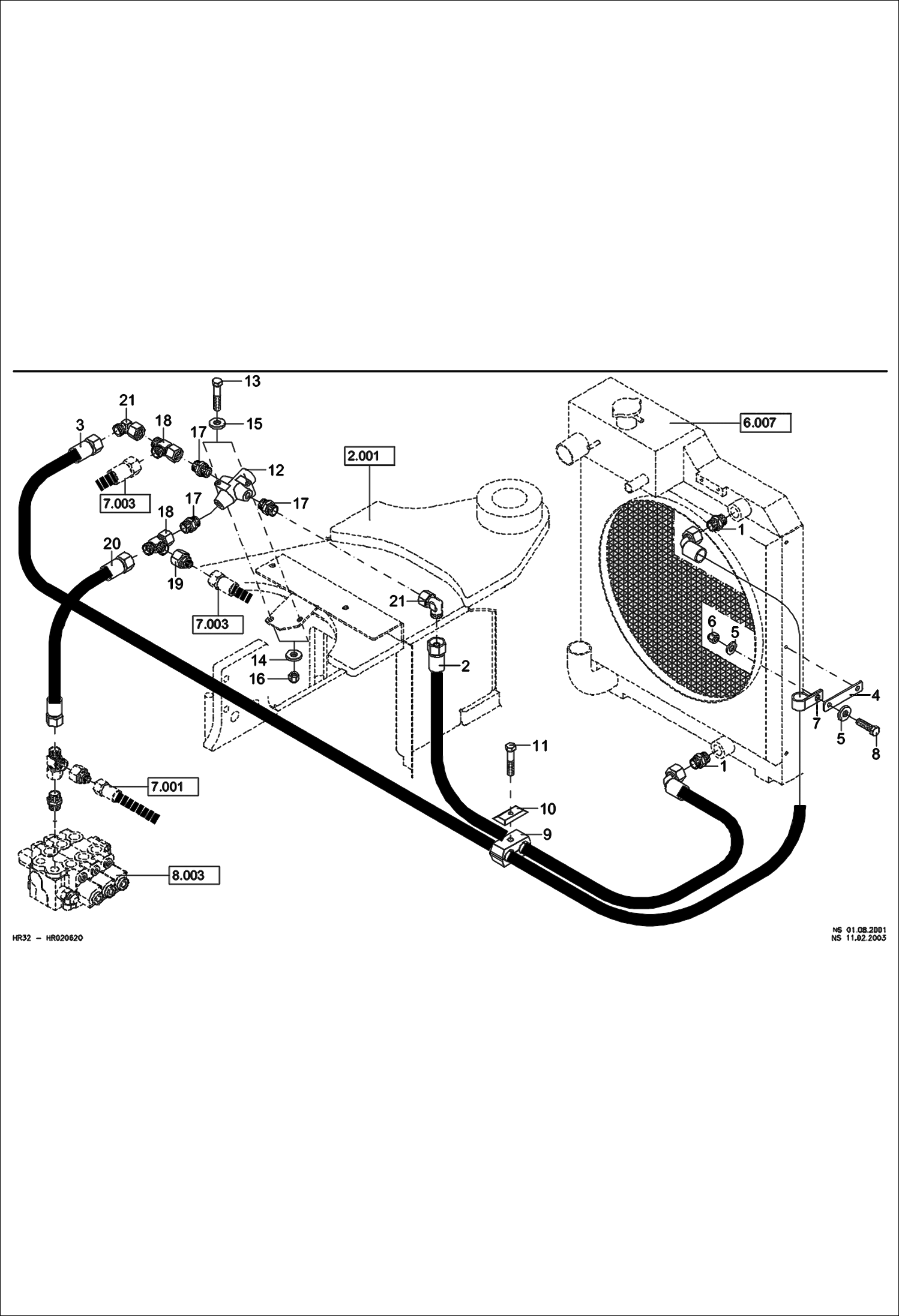 Схема запчастей Bobcat 442 - HYDRAULIC INSTALLATION Oil Cooler HYDRAULIC SYSTEM