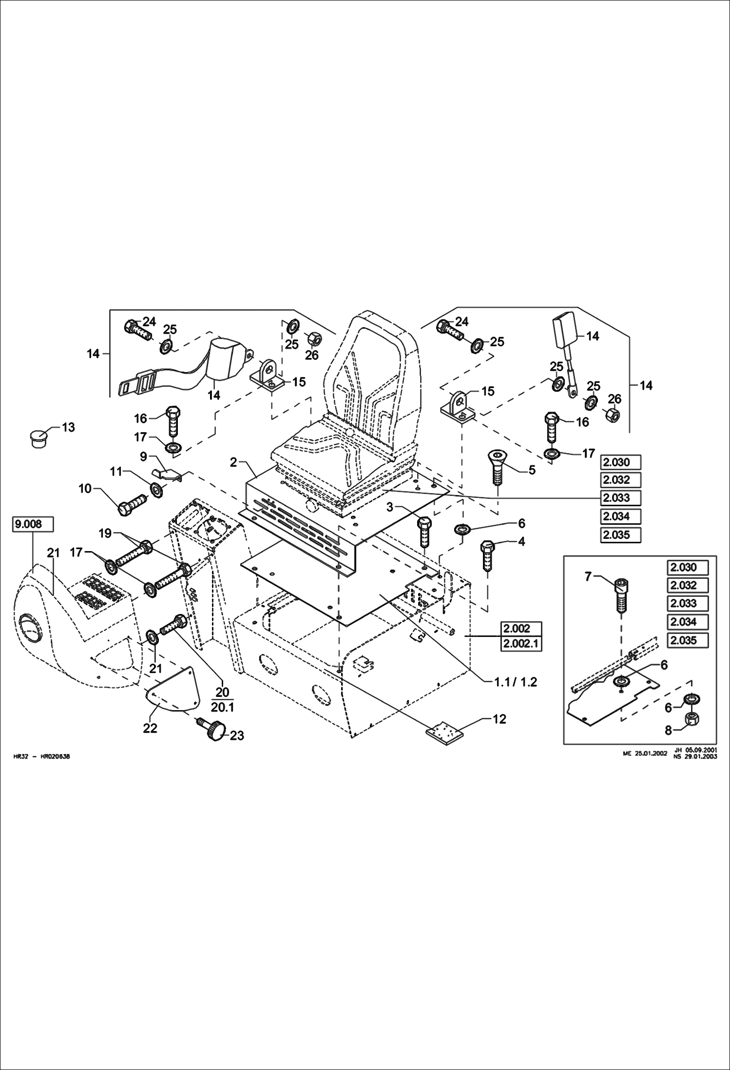 Схема запчастей Bobcat 442 - SEAT CONSOLE MAIN FRAME