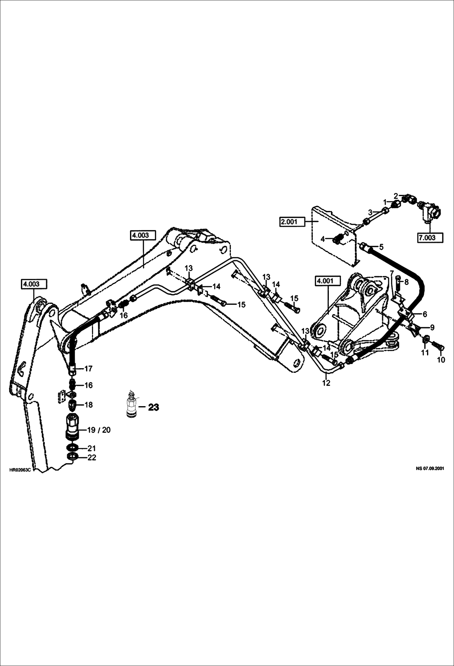 Схема запчастей Bobcat 442 - HYDRAULIC INSTALLATION Return Line - Mono Pressureless HYDRAULIC SYSTEM