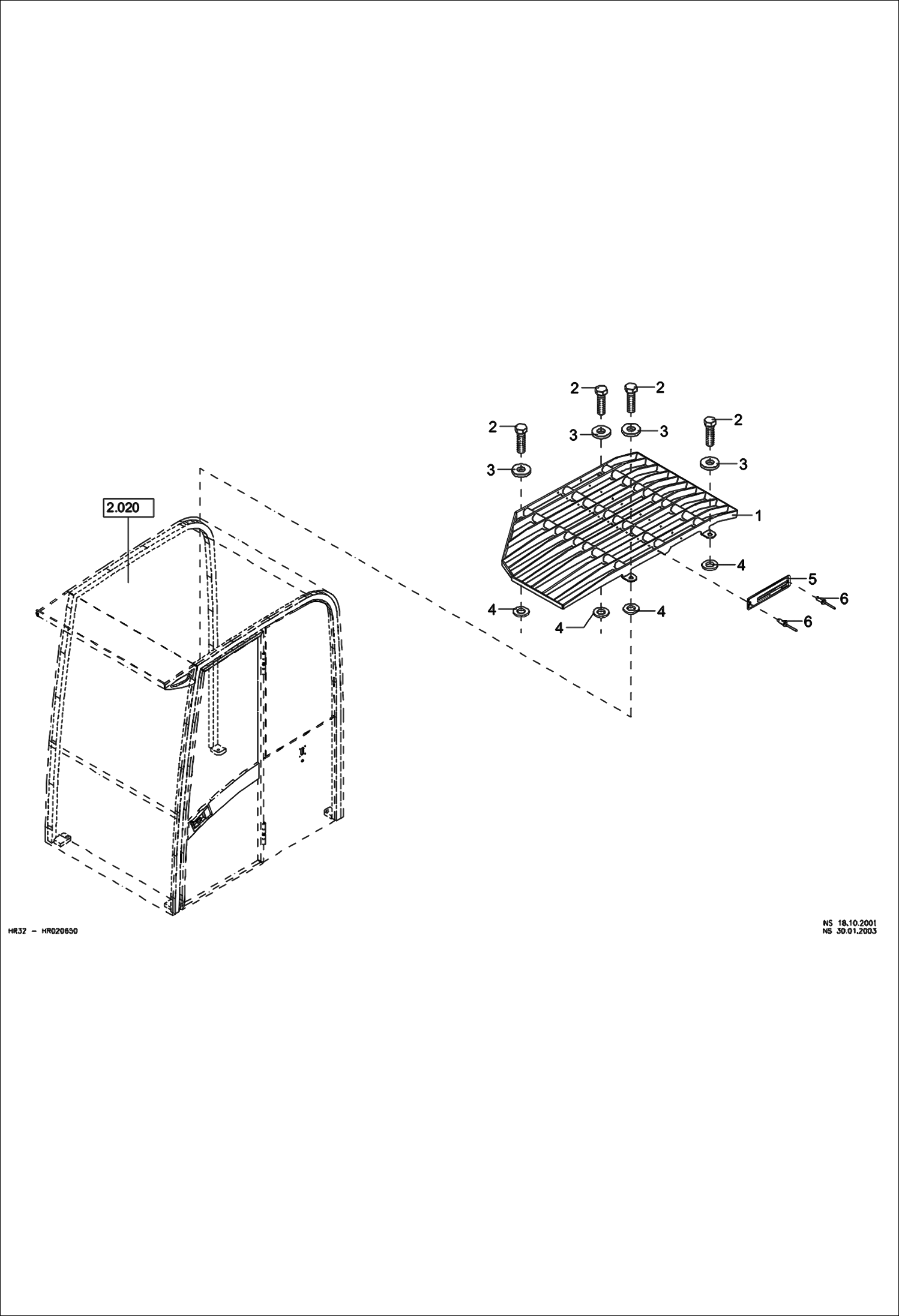 Схема запчастей Bobcat 442 - PROTECTION GRID MAIN FRAME