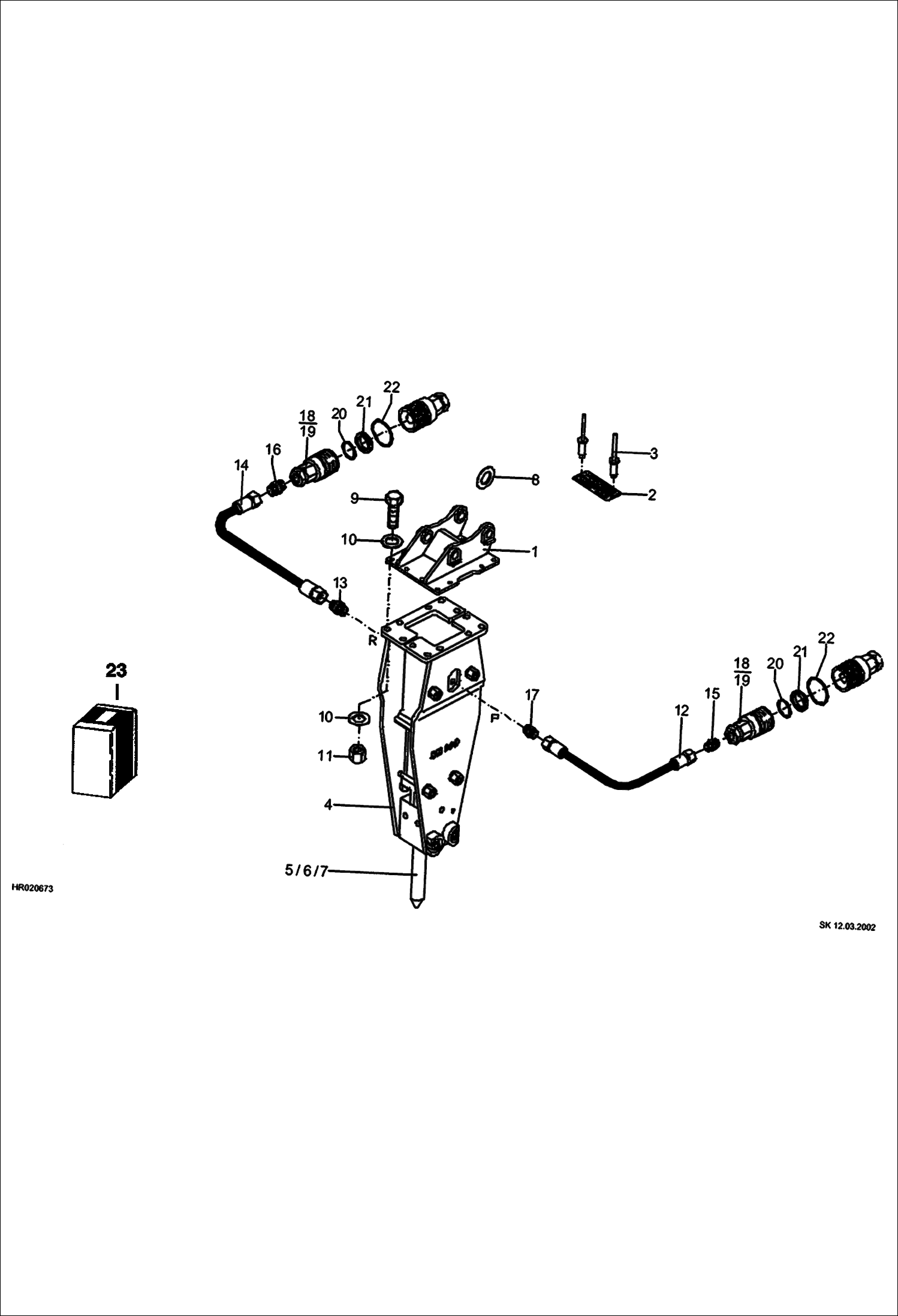 Схема запчастей Bobcat 442 - HYDRAULIC HAMMER W/HYDRAULIC INSTALLATION Direct Mounted ACCESSORIES & OPTIONS