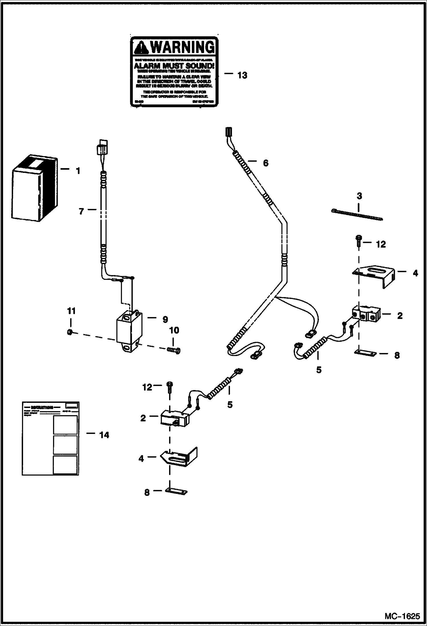 Схема запчастей Bobcat 900s - BACK-UP ALARM KIT ACCESSORIES & OPTIONS