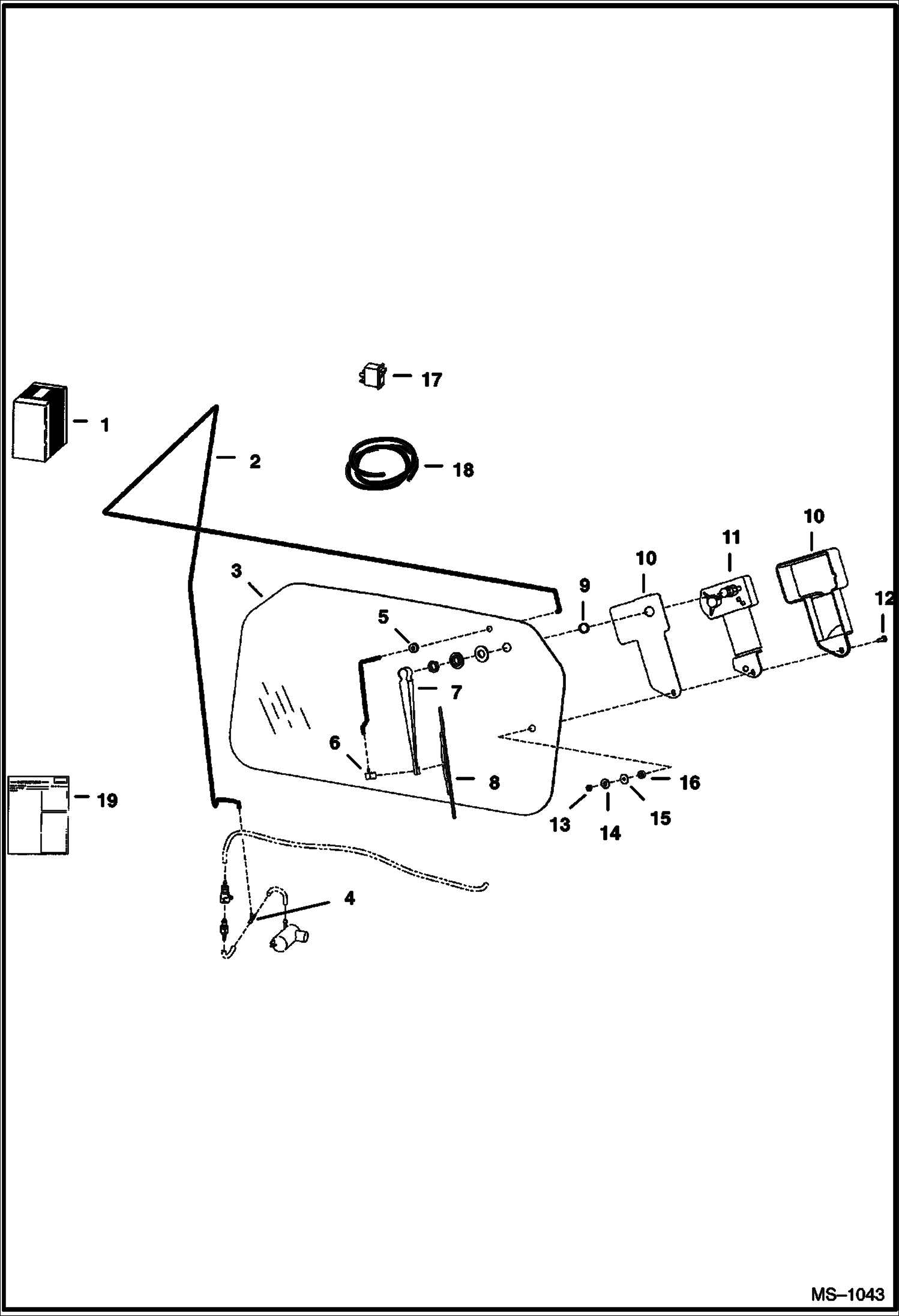 Схема запчастей Bobcat S-Series - REAR WIPER ACCESSORIES & OPTIONS