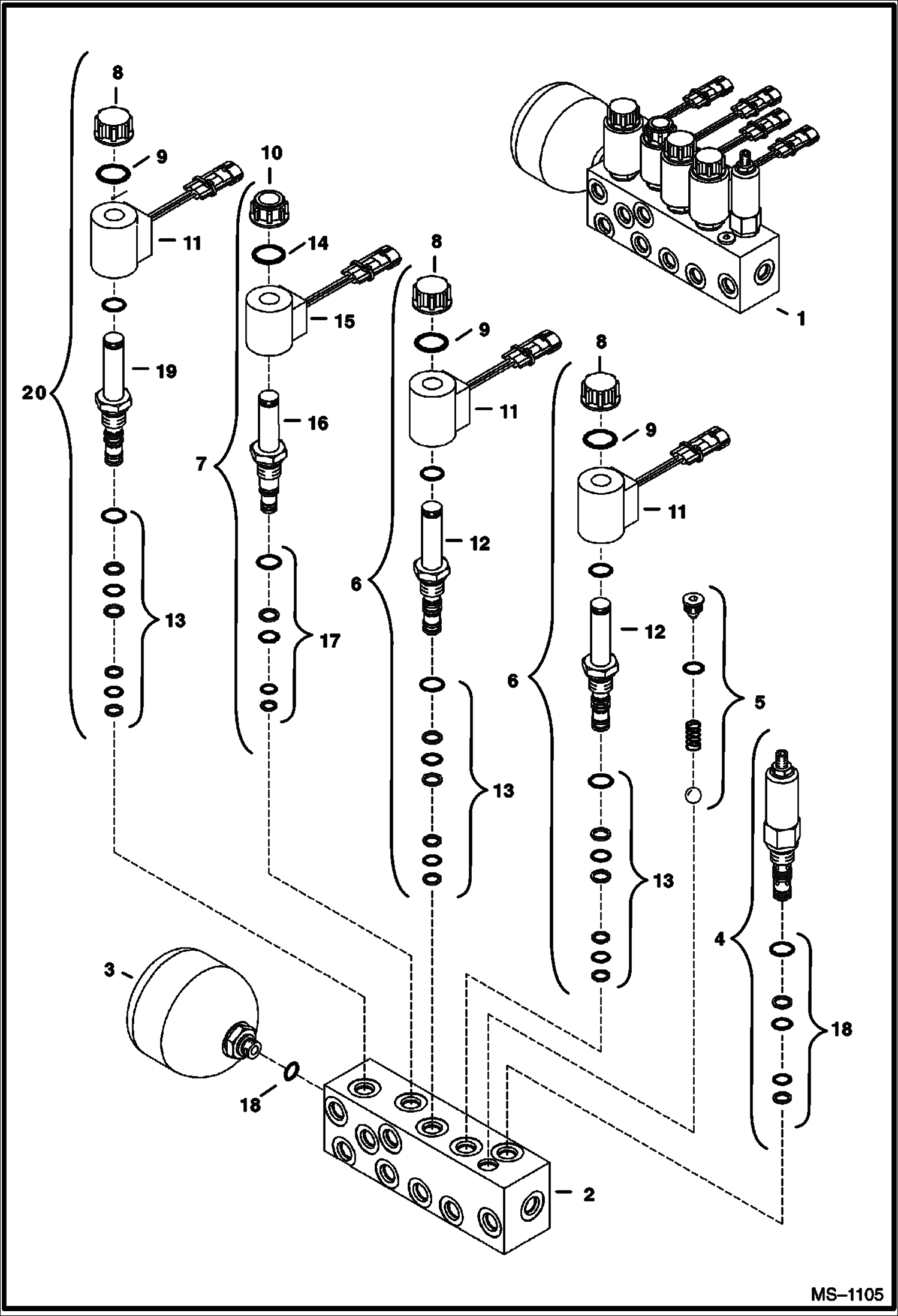 Схема запчастей Bobcat 337 - HYDRAULIC CIRCUITRY (S/N 233311636 & Below and 233211536 & Below) HYDRAULIC SYSTEM