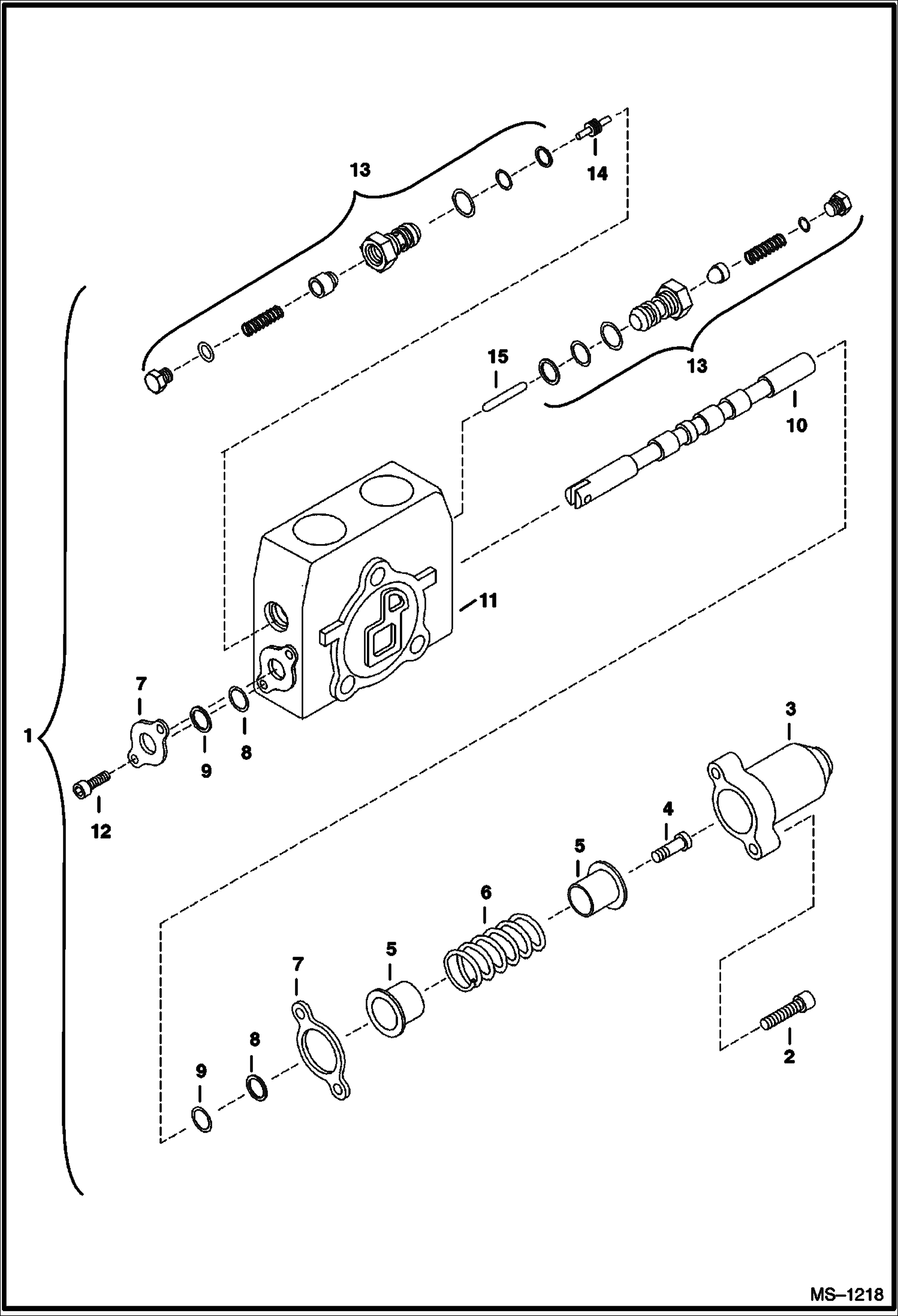 Схема запчастей Bobcat 331 - VALVE SECTION (Boom Offset) (S/N 232512782 & Below, 232711433 & Below, 232612157 & Below) HYDRAULIC SYSTEM