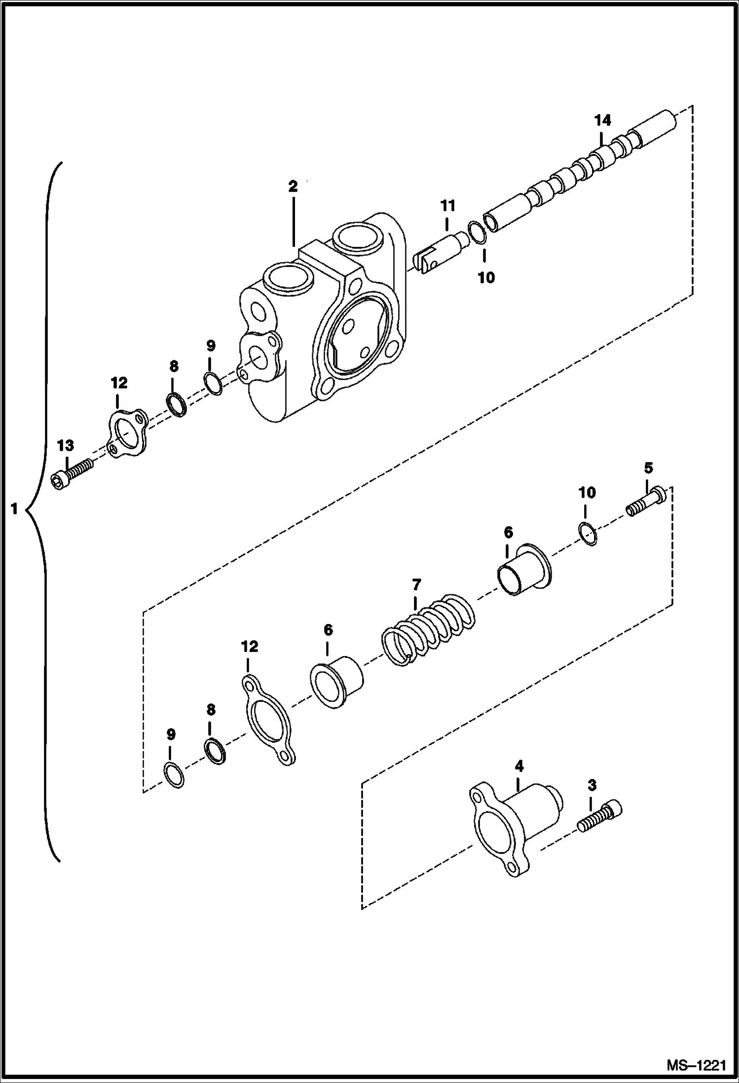 Схема запчастей Bobcat 334 - VALVE SECTION (Left Travel) (S/N 232511812 & Below, 232711136 & Below, 232611452 & Below) HYDRAULIC SYSTEM