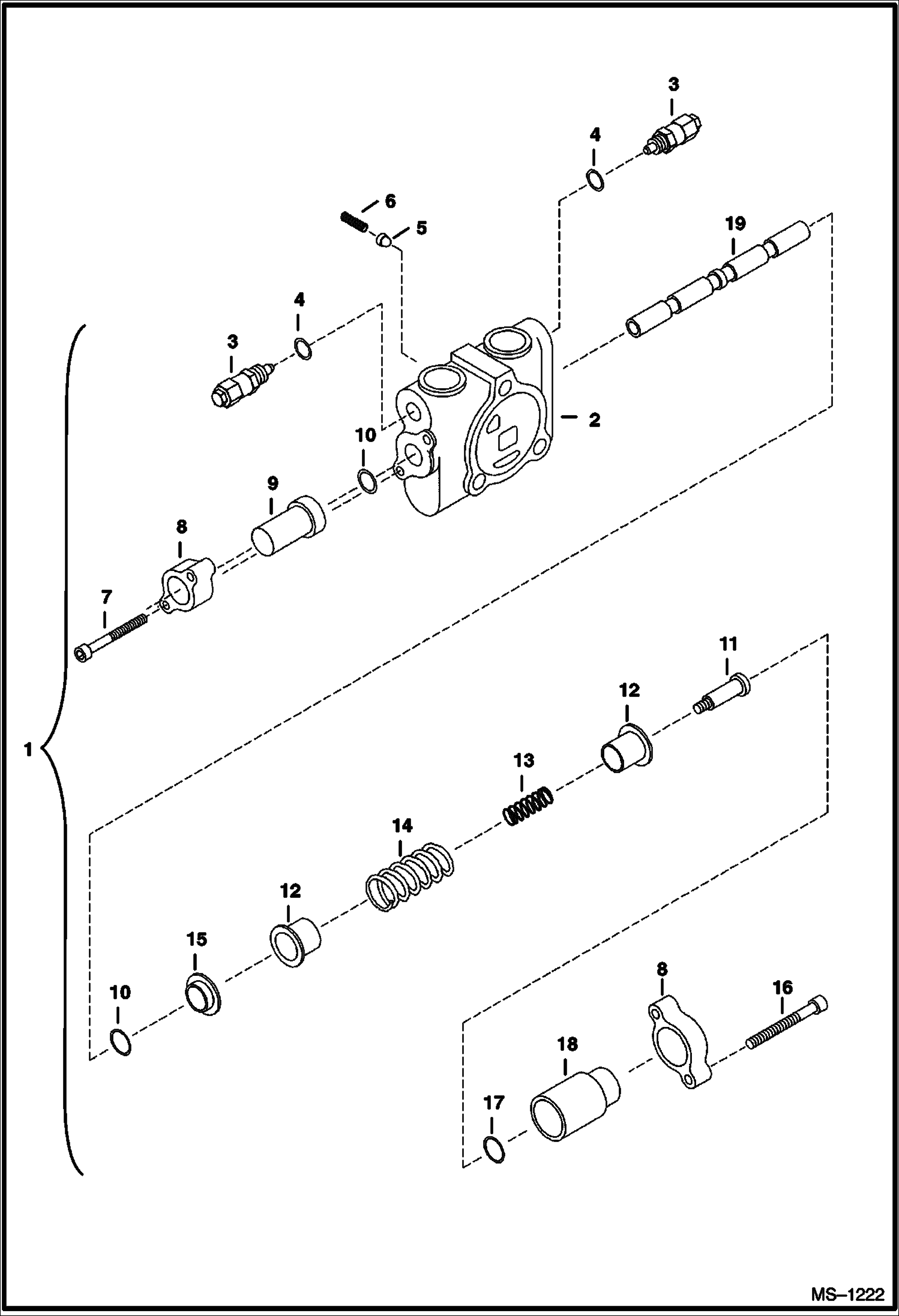 Схема запчастей Bobcat 328 - VALVE SECTION (Arm) (S/N 232312386 & Below, 232412117 & Below, 232412128 & 12129) HYDRAULIC SYSTEM