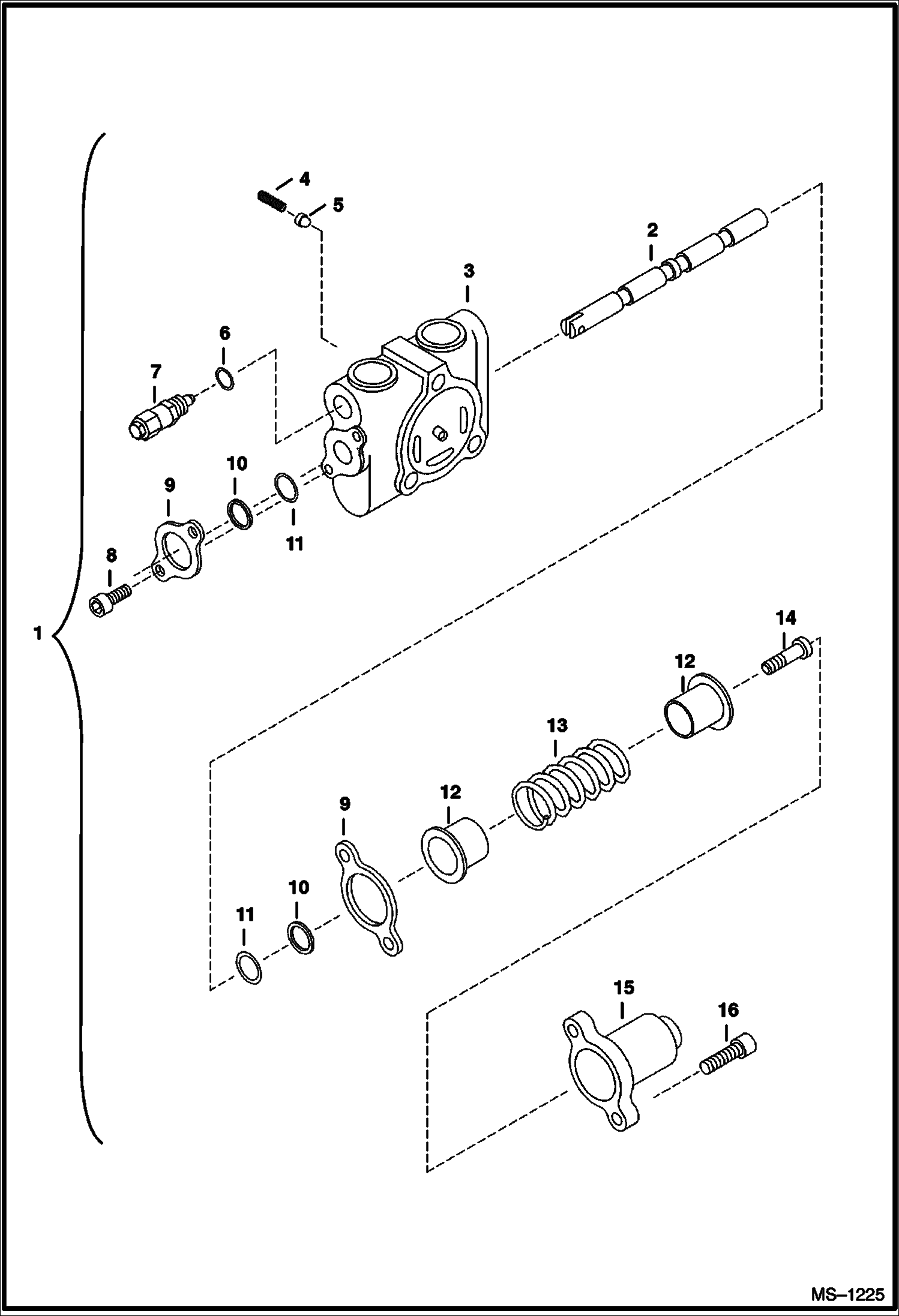 Схема запчастей Bobcat 331 - VALVE SECTION (Blade) (S/N 232512782 & Below, 232711433 & Below, 232612157 & Below) HYDRAULIC SYSTEM