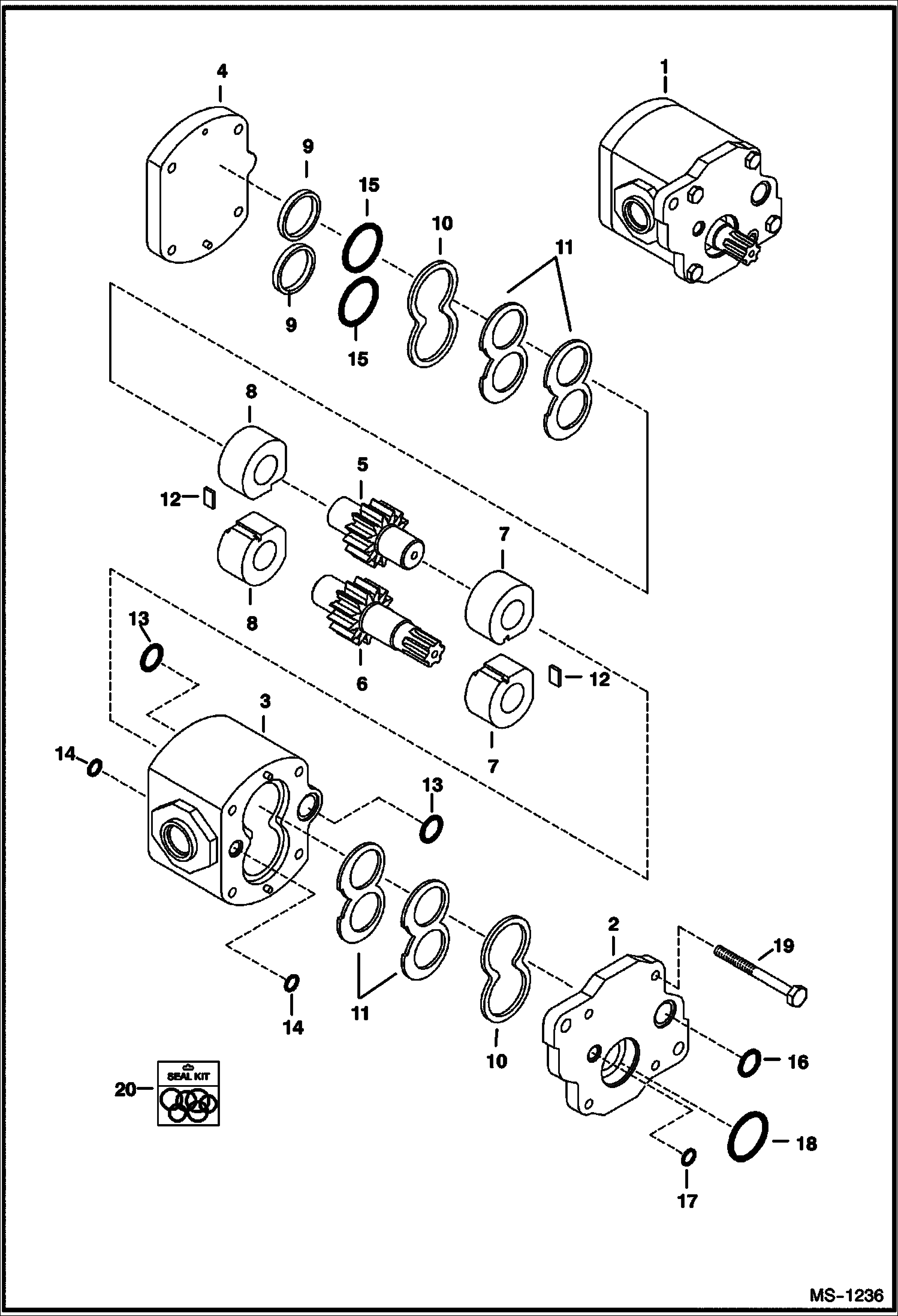 Схема запчастей Bobcat 430 - HYDRAULIC PISTON PUMP (Gear Pump) HYDRAULIC/HYDROSTATIC SYSTEM