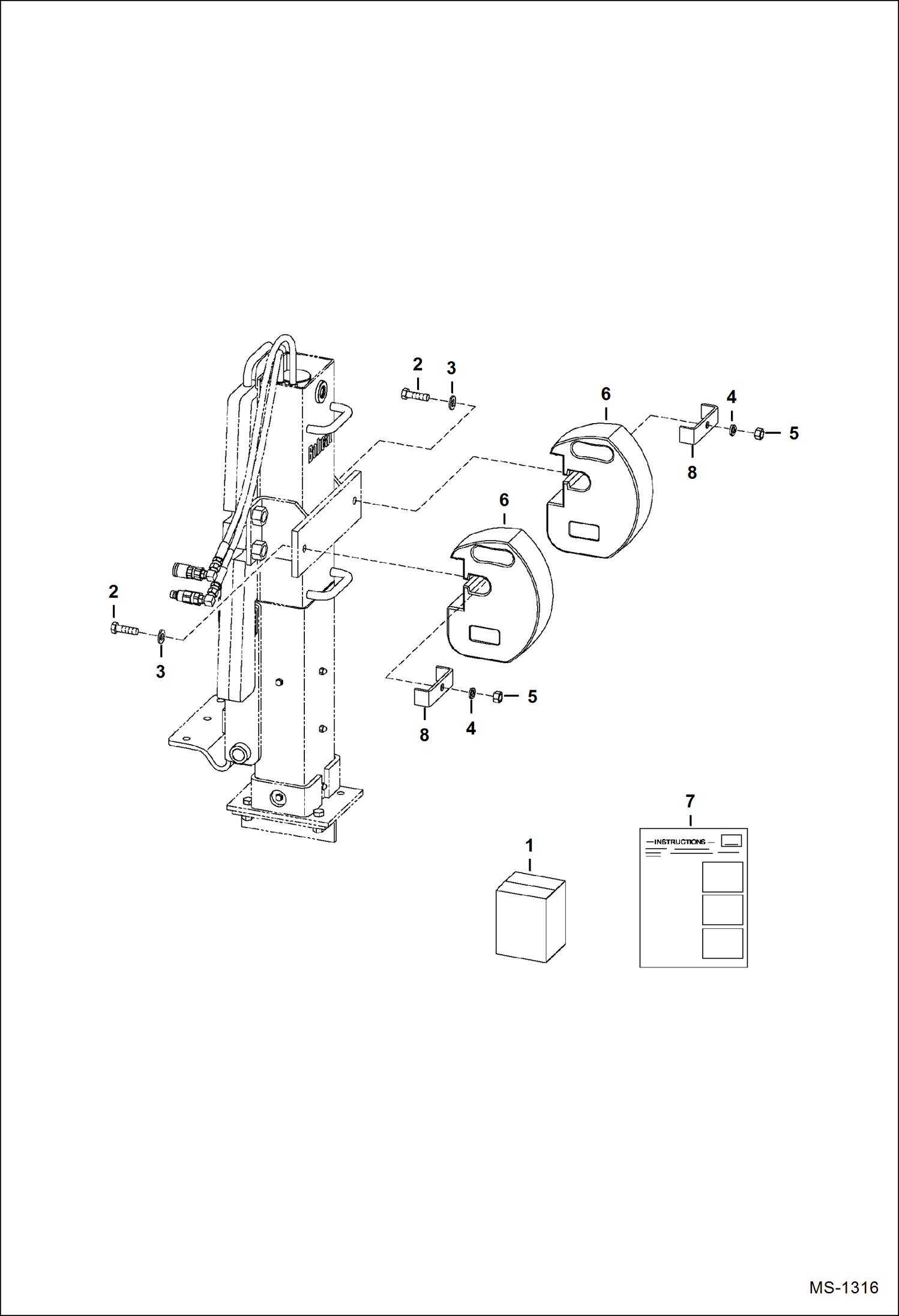 Схема запчастей Bobcat BACKHOE - BACKHOE (Weight Kit - 200 lbs With G-Series Stabilizer Kit) REAR STABILIZERS