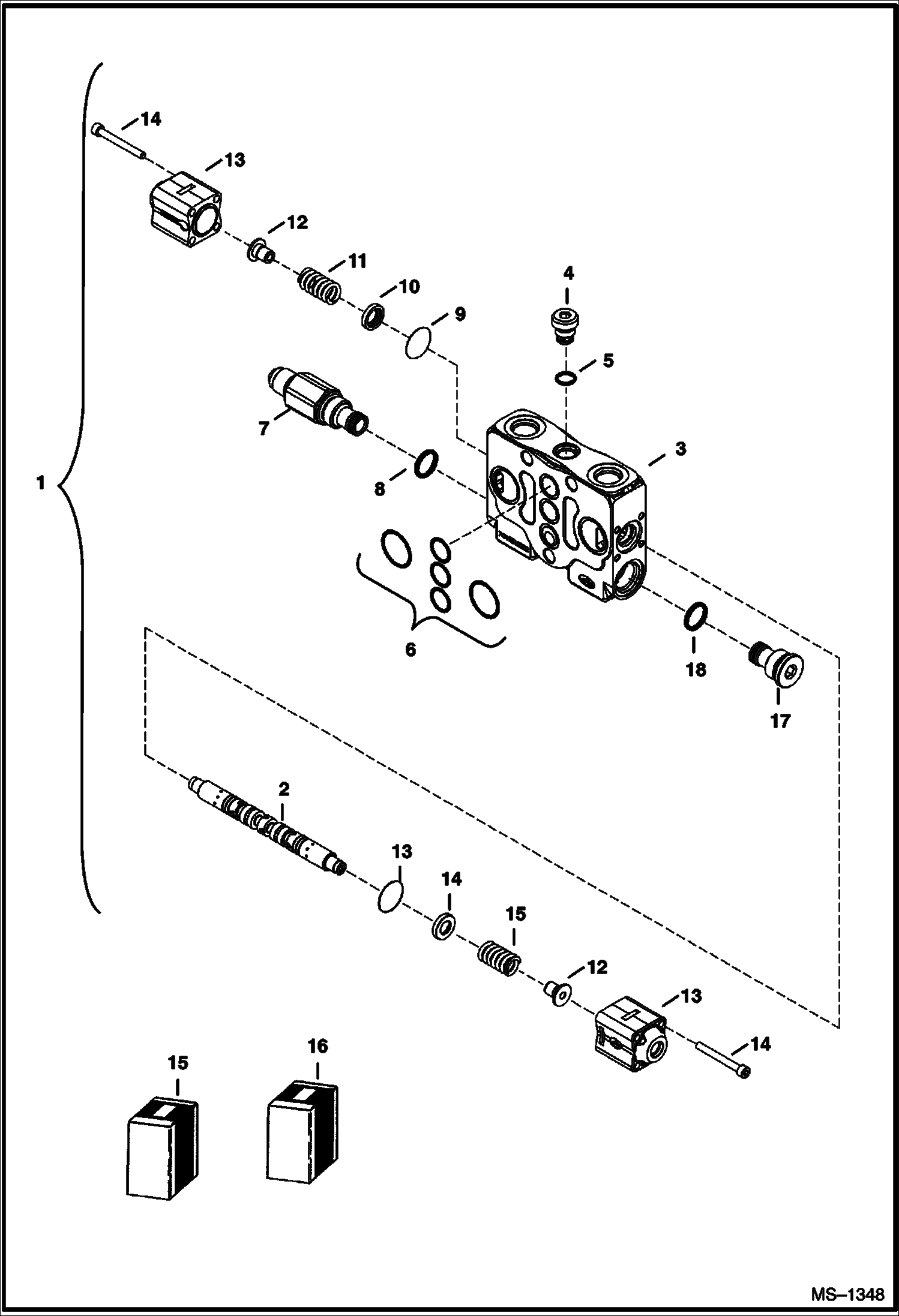 Схема запчастей Bobcat 320 - VALVE SECTION (Slew) (S/N 223812347 & Above, 223514377 & Above, 223911001 & Above, 224011001 & Above) HYDRAULIC SYSTEM