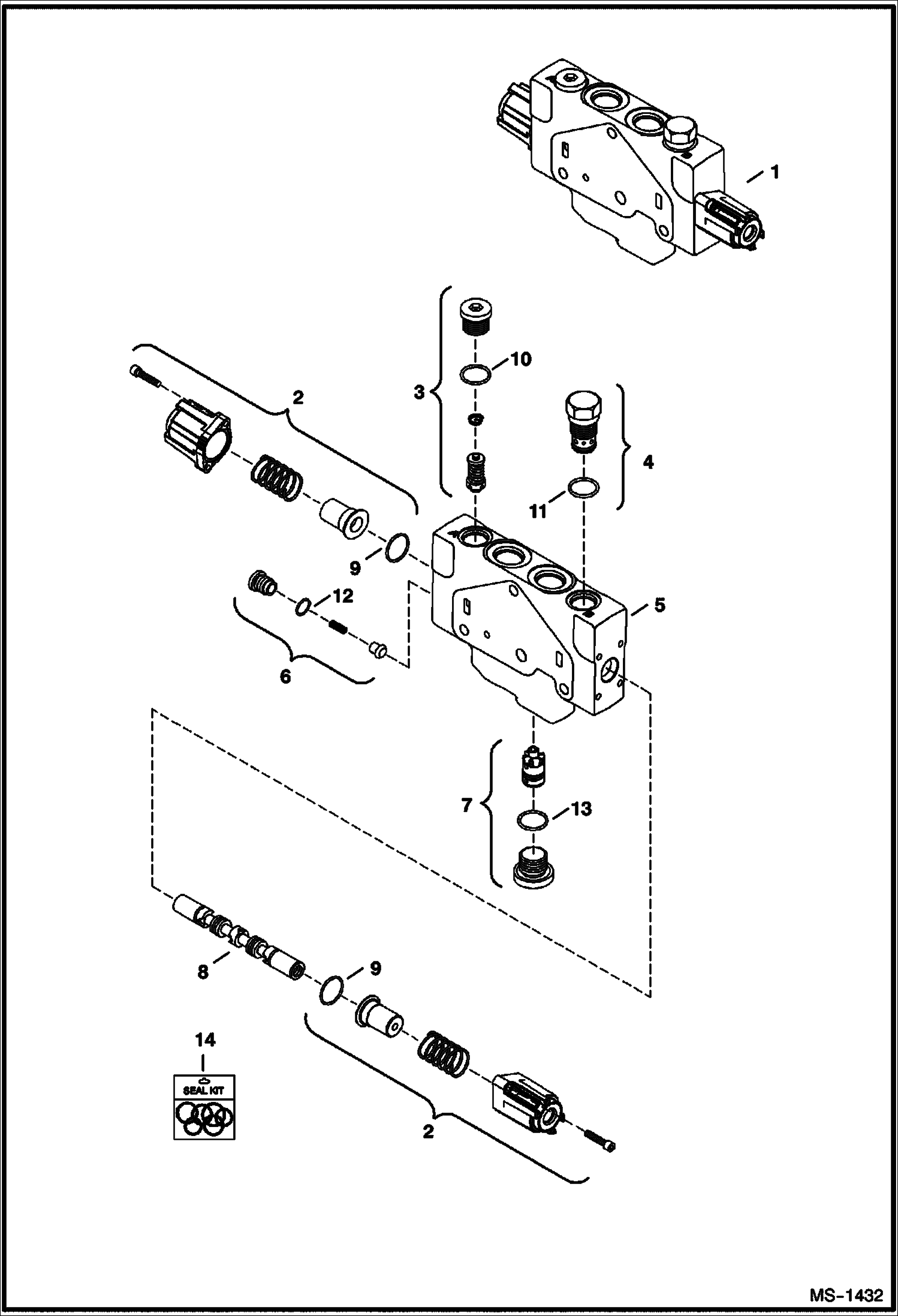 Схема запчастей Bobcat 331 - CONTROL VALVE (Auxiliary Section) HYDRAULIC SYSTEM