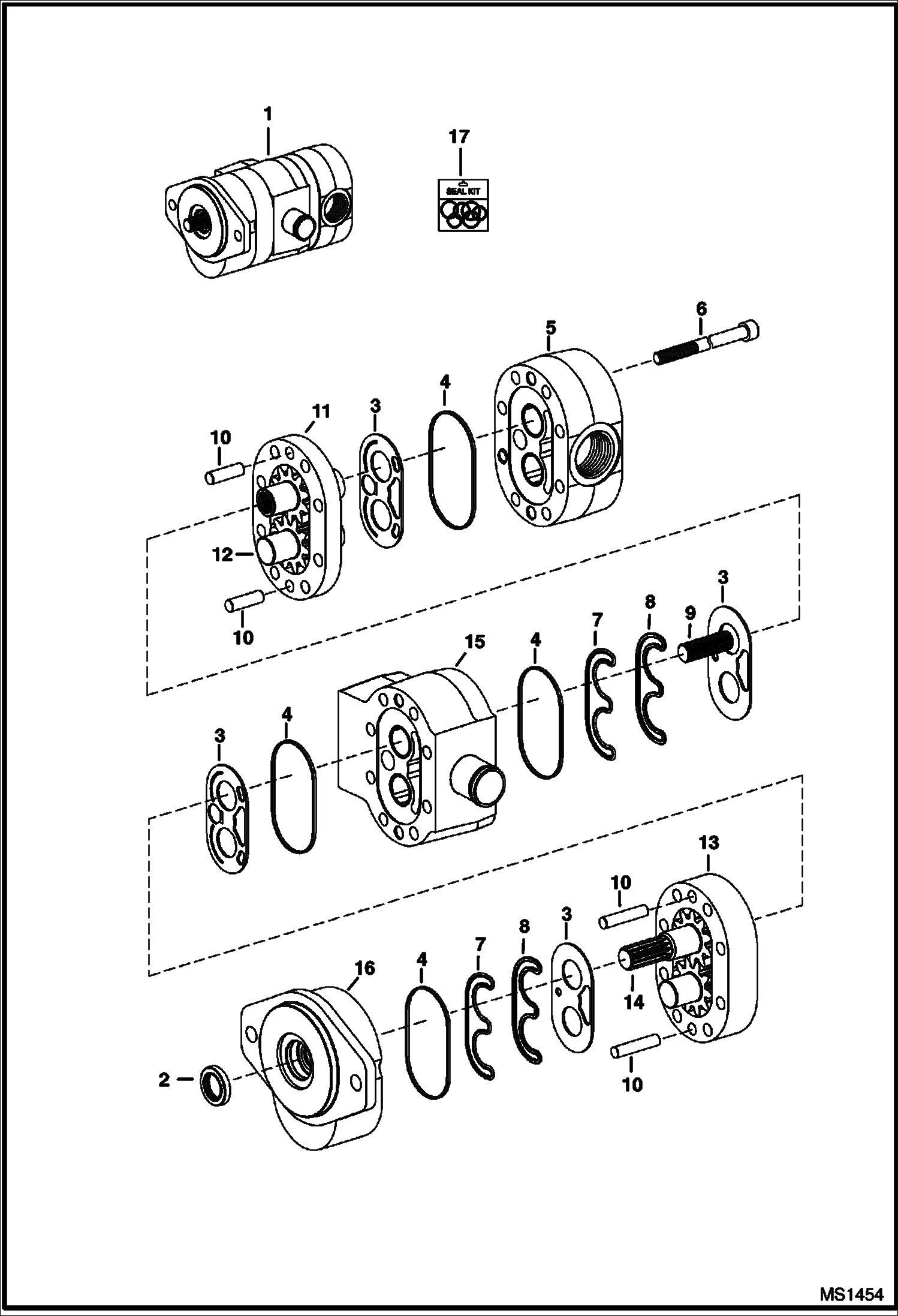 Схема запчастей Bobcat S-Series - GEAR PUMP (Double) HYDROSTATIC SYSTEM