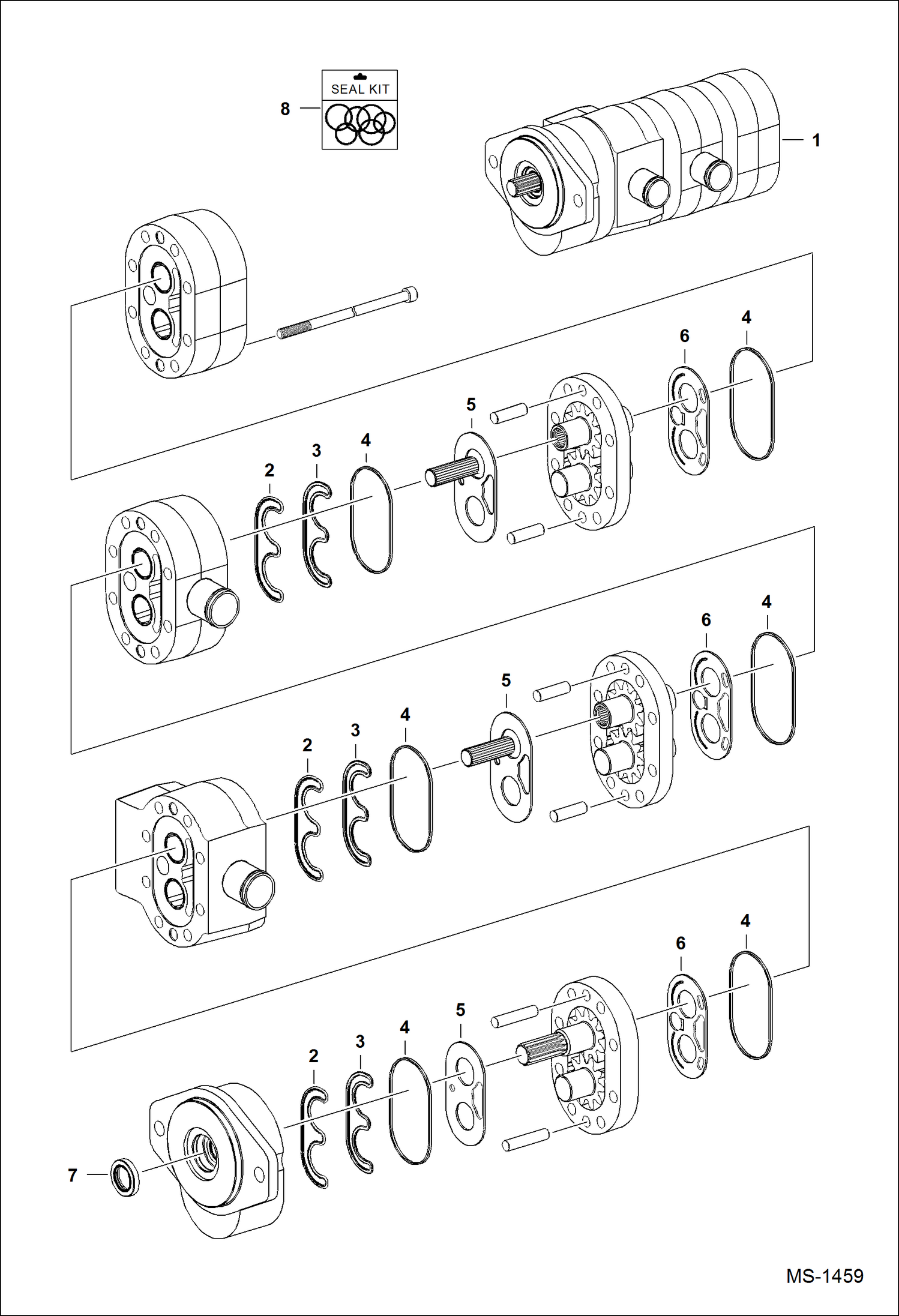 Схема запчастей Bobcat S-Series - HIGH FLOW HYDRAULICS (Triple Gear Pump) HIGH FLOW HYDRAULICS