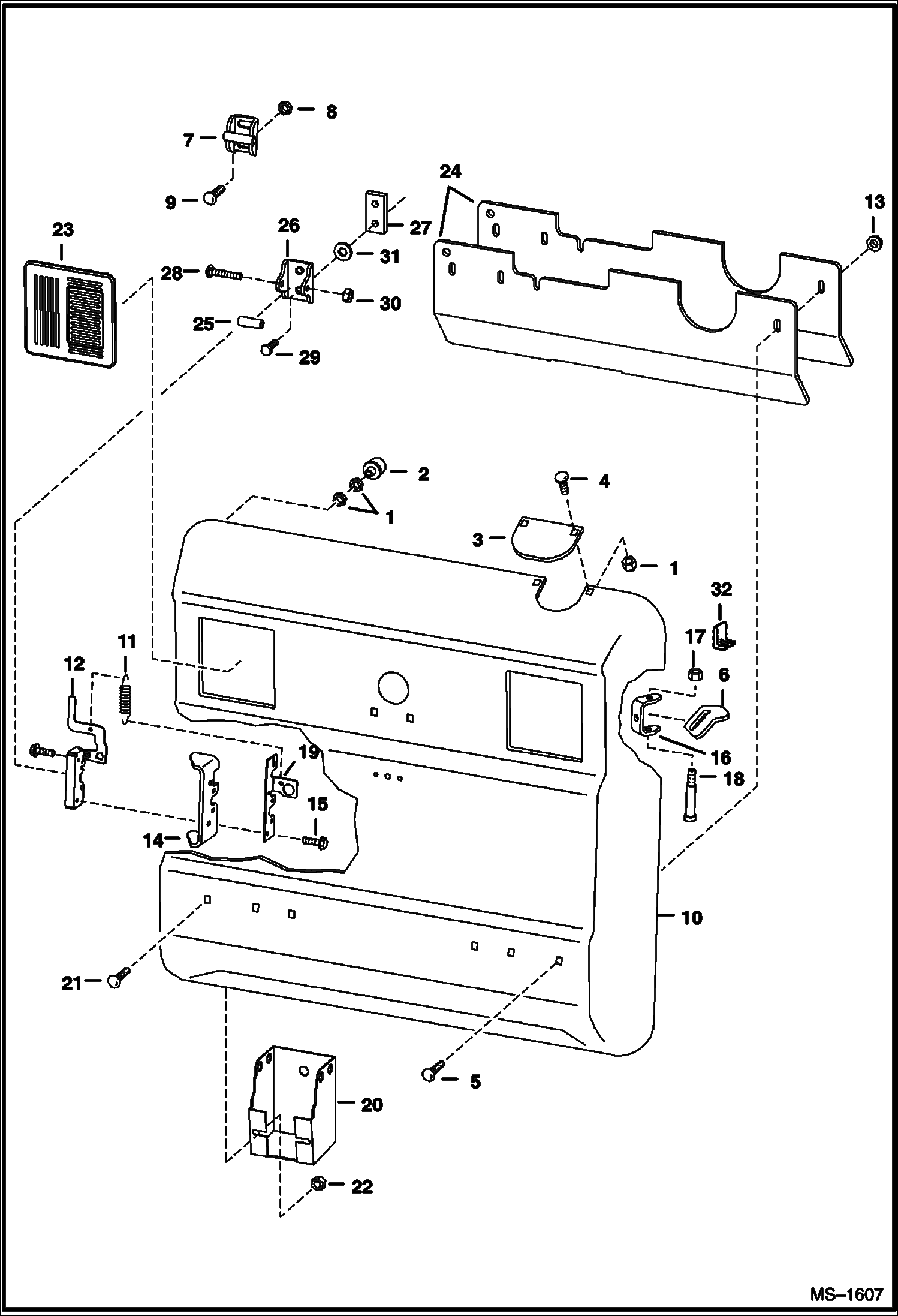 Схема запчастей Bobcat 800s - REAR DOOR (S/N 514440001-49208, 514540001-41068, 514640001-41166) MAIN FRAME