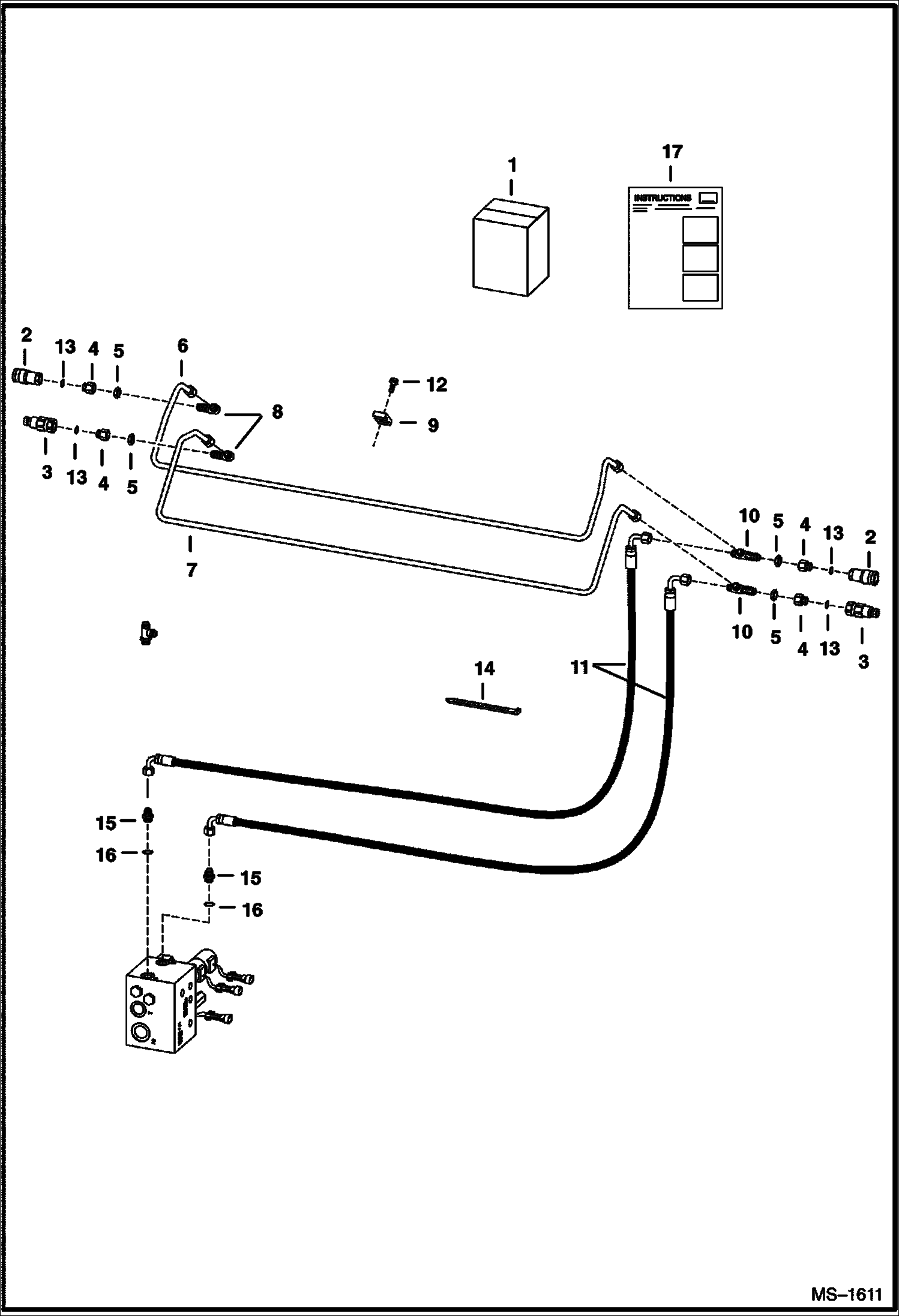 Схема запчастей Bobcat T-Series - REAR AUXILIARY HYDRAULICS KIT (High Horsepower) (S/N 518916260, 517515146 & Below) ACCESSORIES & OPTIONS