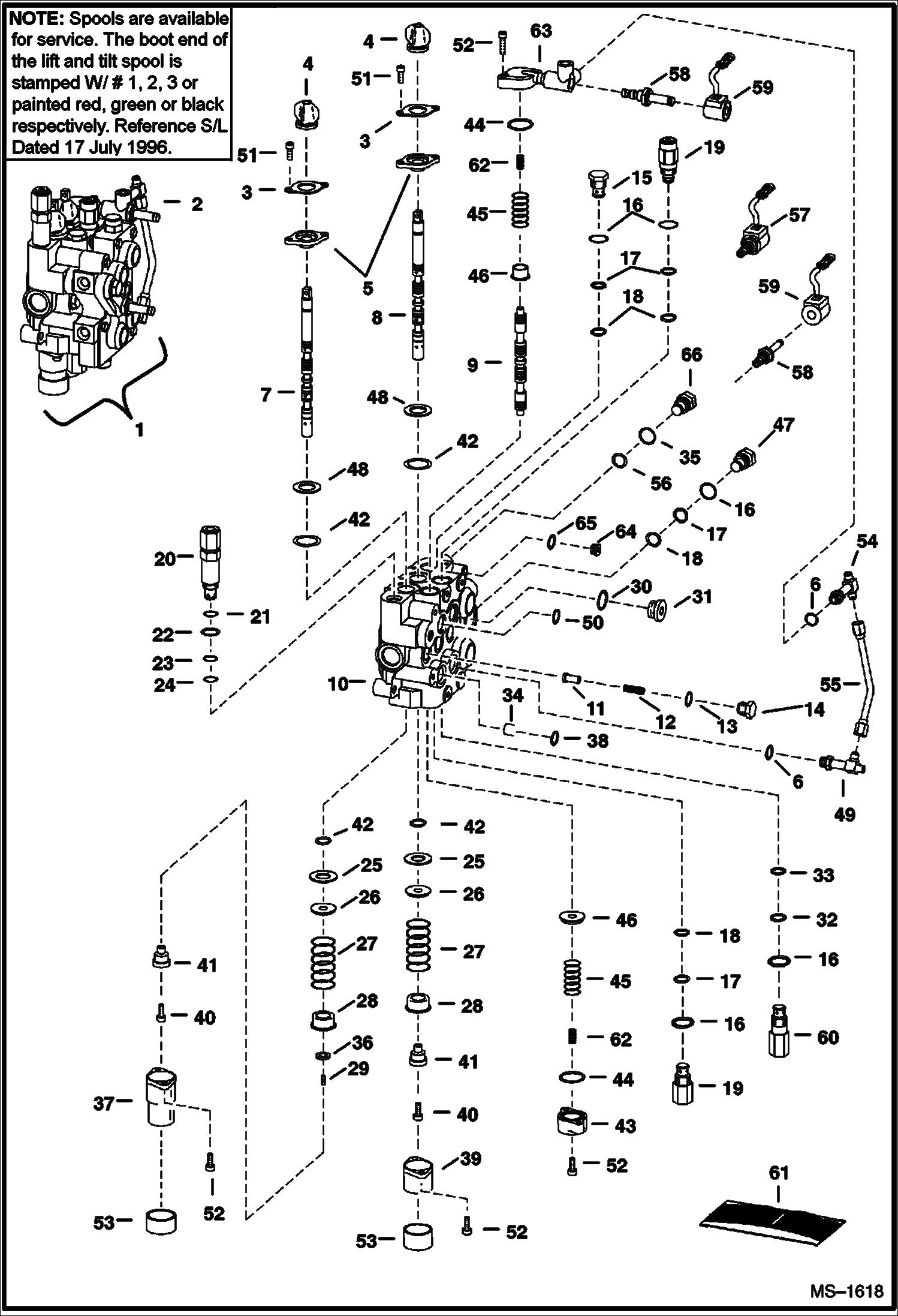Схема запчастей Bobcat 800s - HYDRAULIC CONTROL VALVE (AHC, ACS) HYDRAULIC SYSTEM