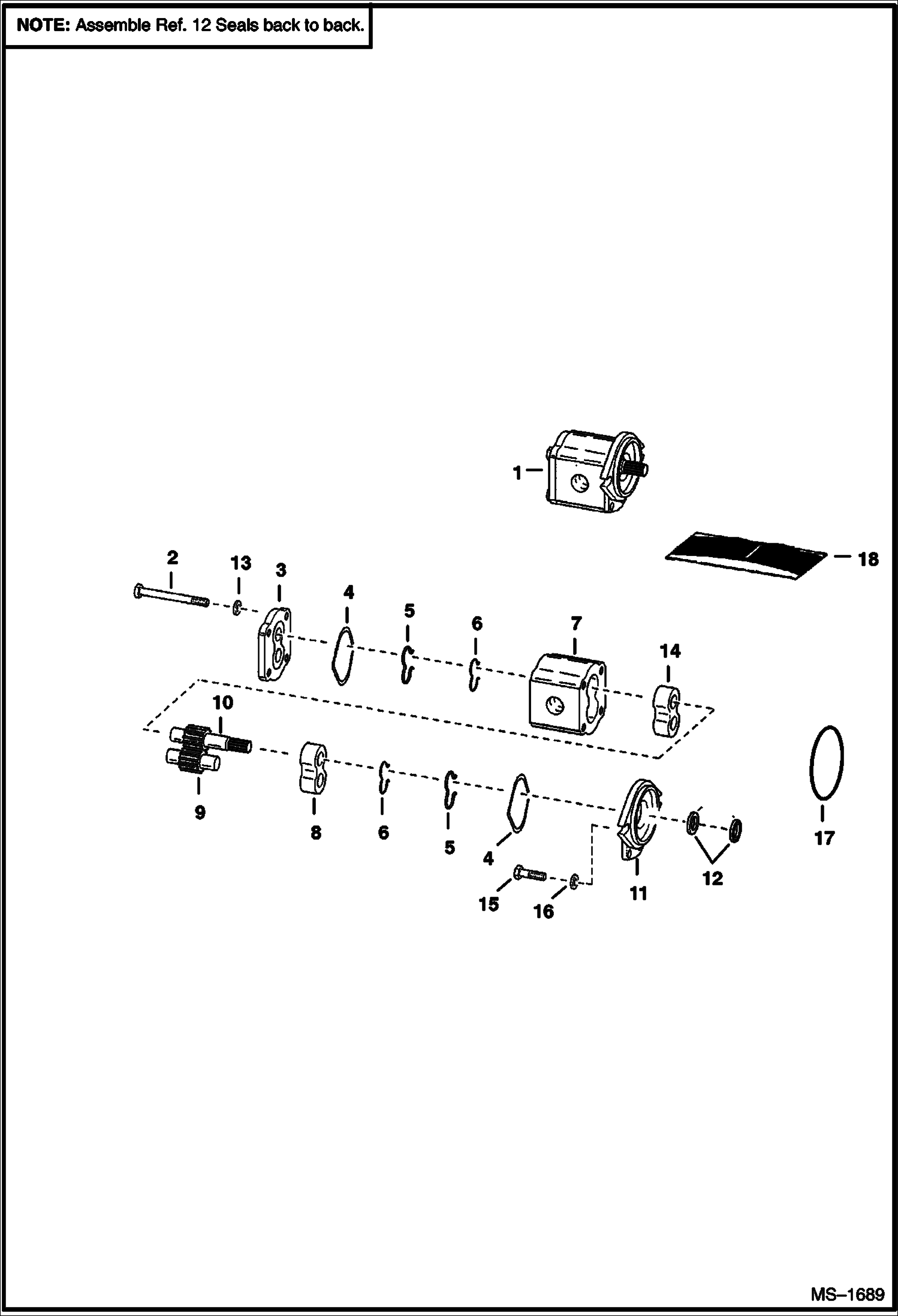 Схема запчастей Bobcat 800s - GEAR PUMP HYDROSTATIC SYSTEM