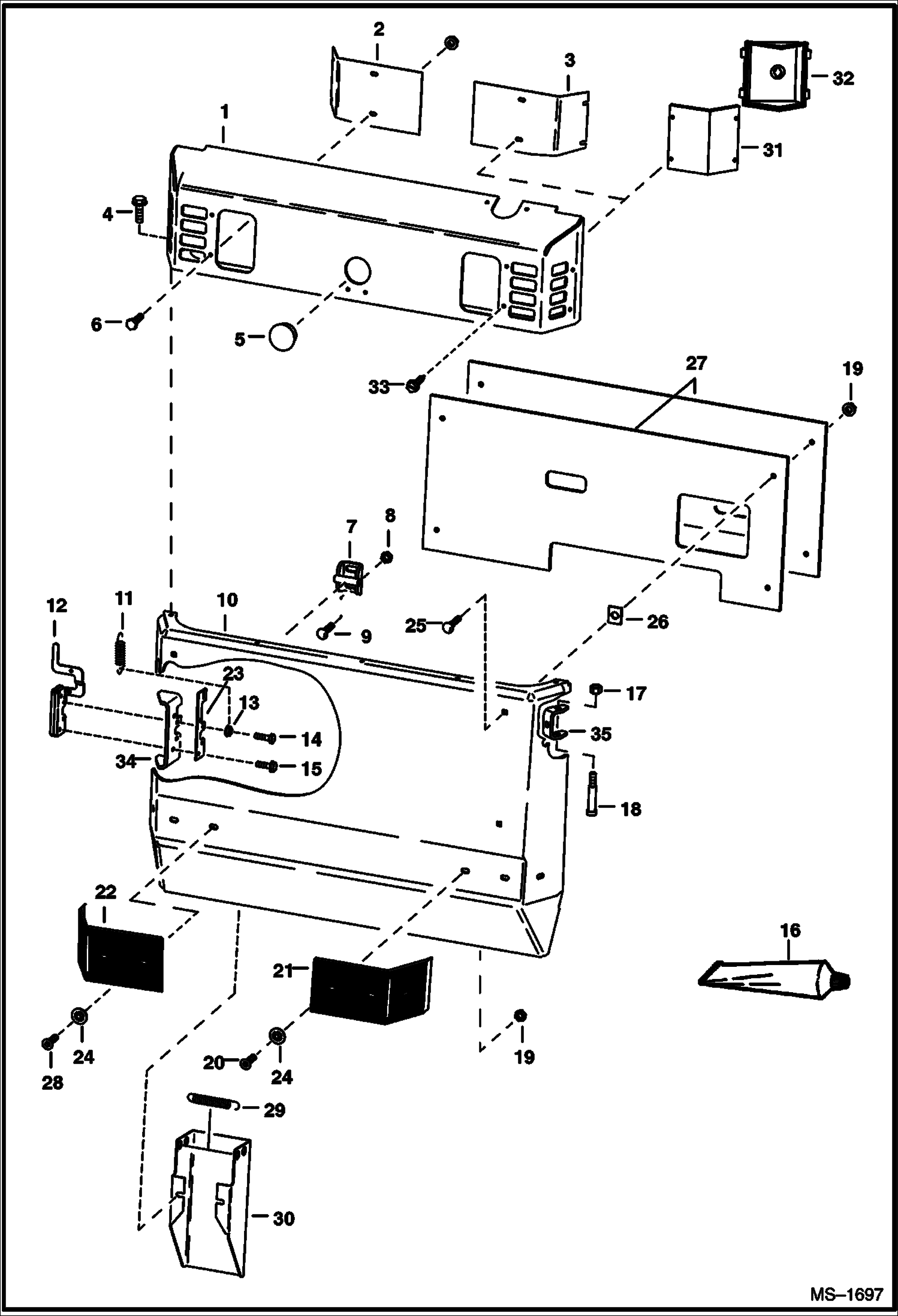 Схема запчастей Bobcat 800s - REAR DOOR MAIN FRAME