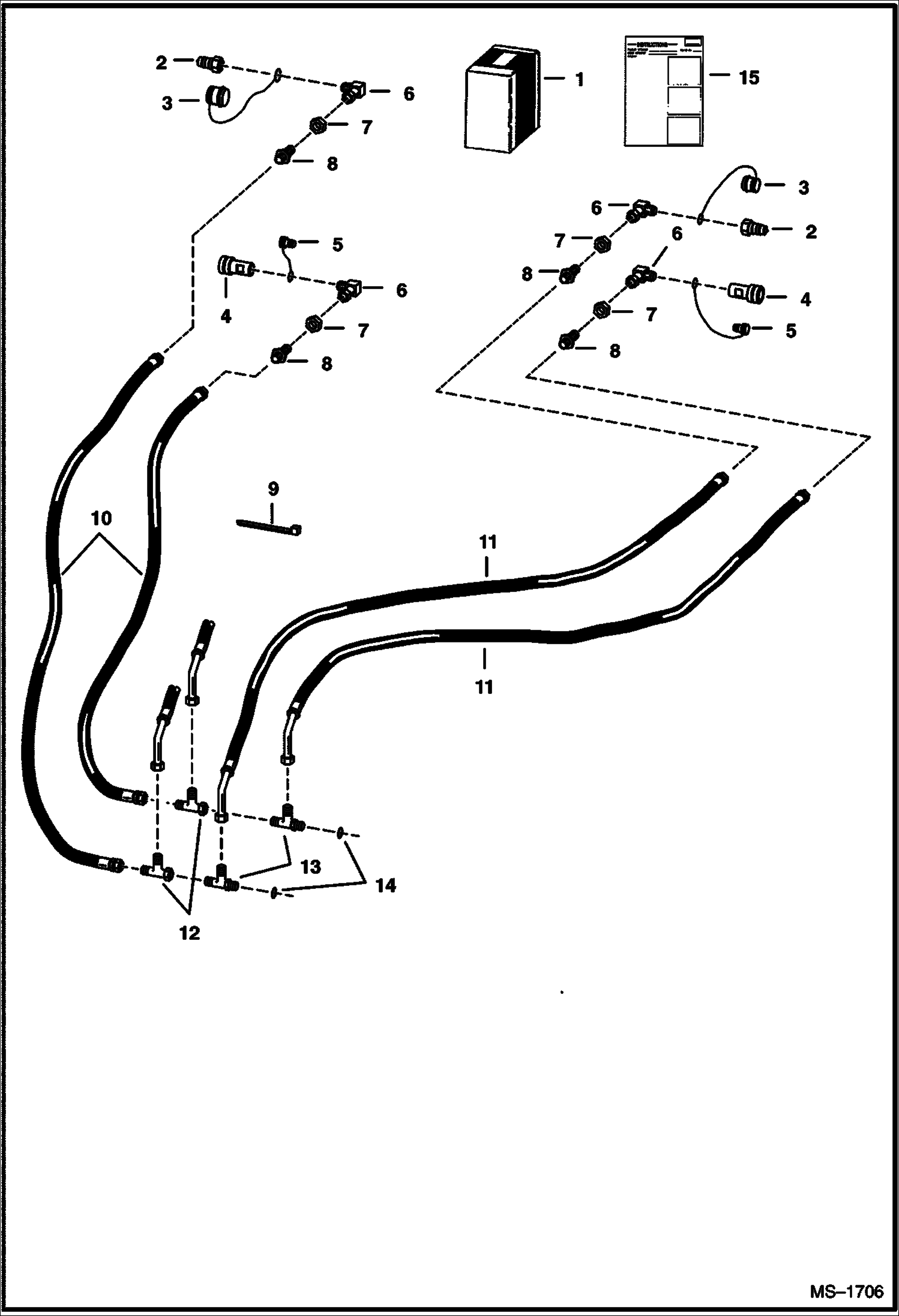 Схема запчастей Bobcat 800s - REAR AUXILIARY (S/N 5128 14999 & Below) (W/ High Horsepower Hydraulics Option) ACCESSORIES & OPTIONS