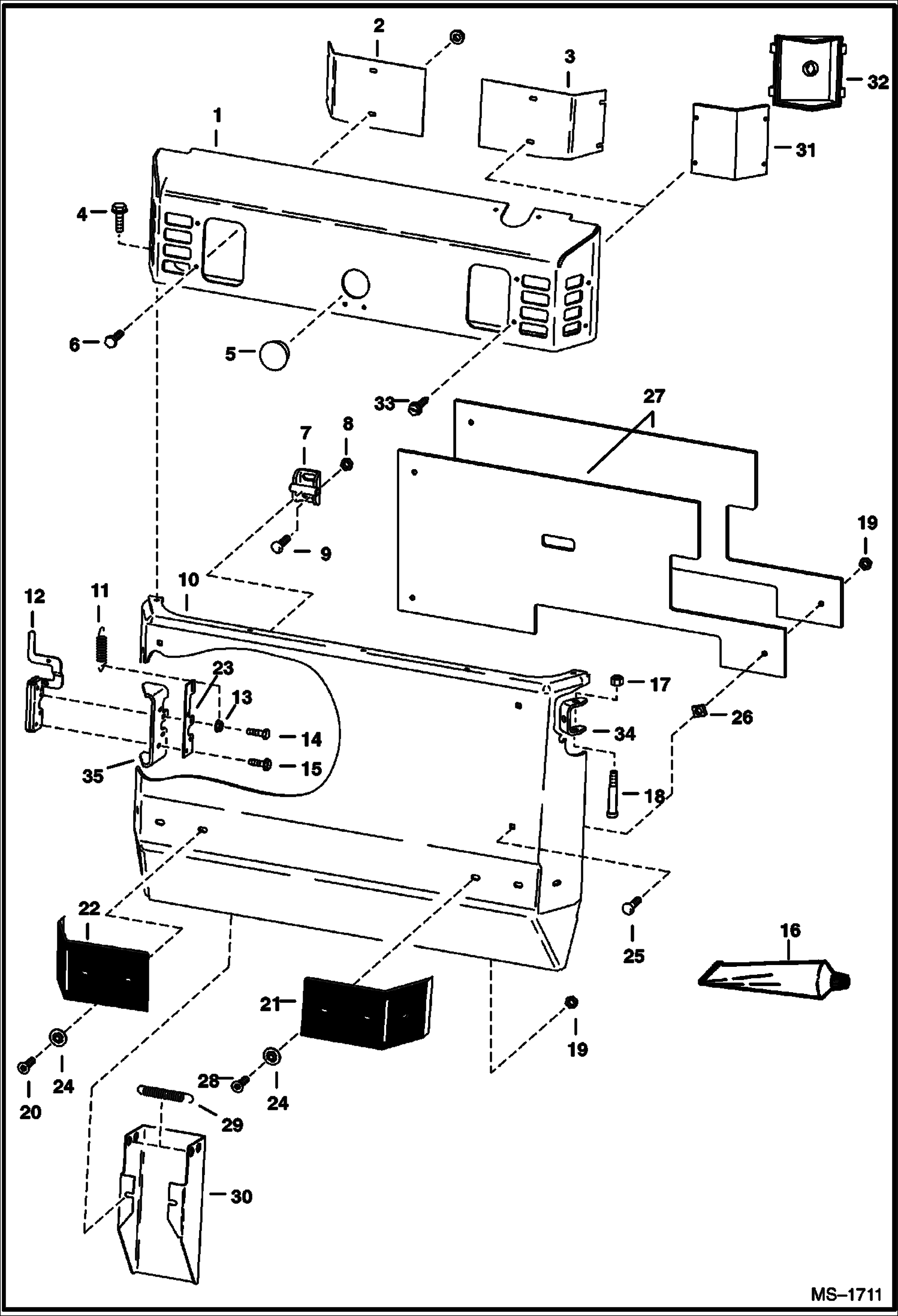 Схема запчастей Bobcat 800s - REAR DOOR MAIN FRAME