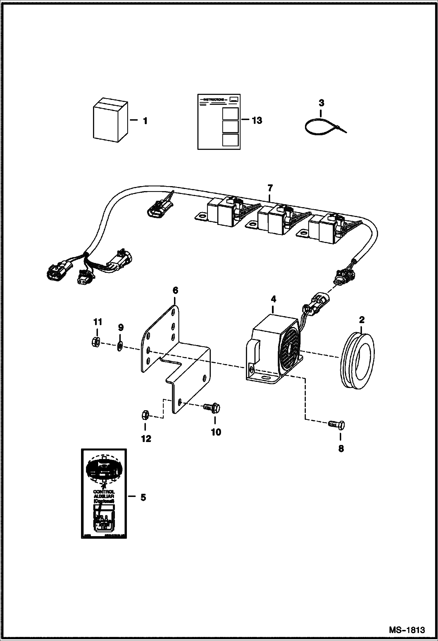 Схема запчастей Bobcat S-Series - HORN KIT (Selectable Joystick Controls) ACCESSORIES & OPTIONS
