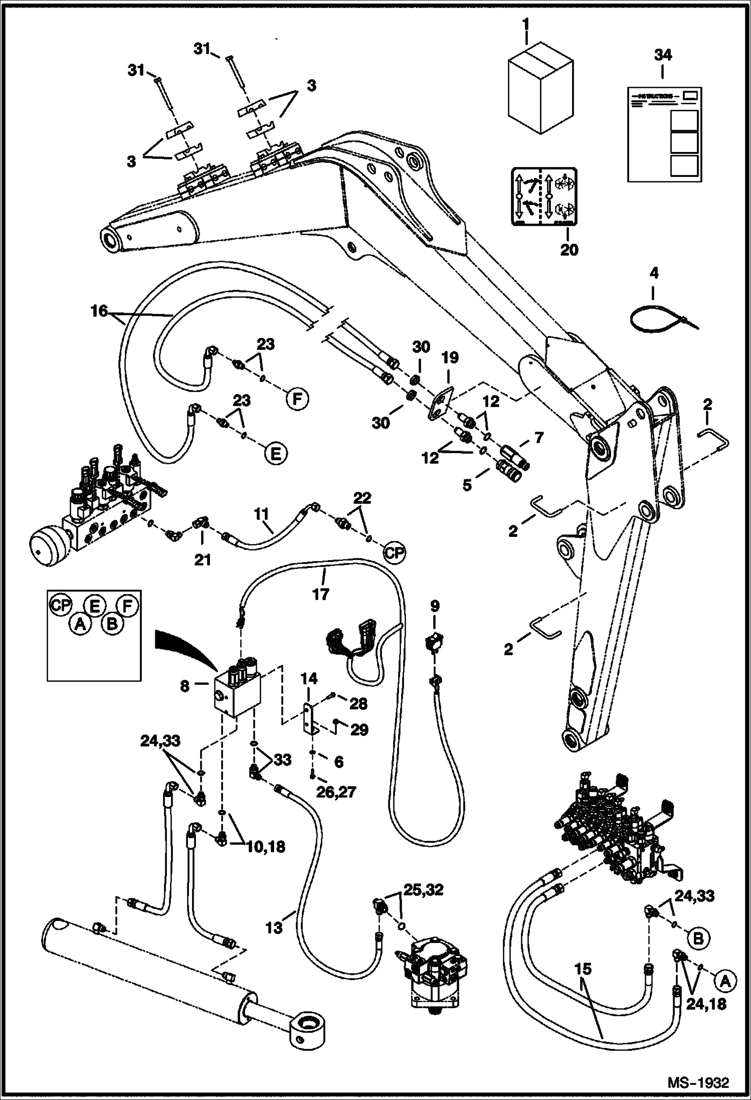 Схема запчастей Bobcat 430 - SECONDARY AUXILIARY KIT ACCESSORIES & OPTIONS