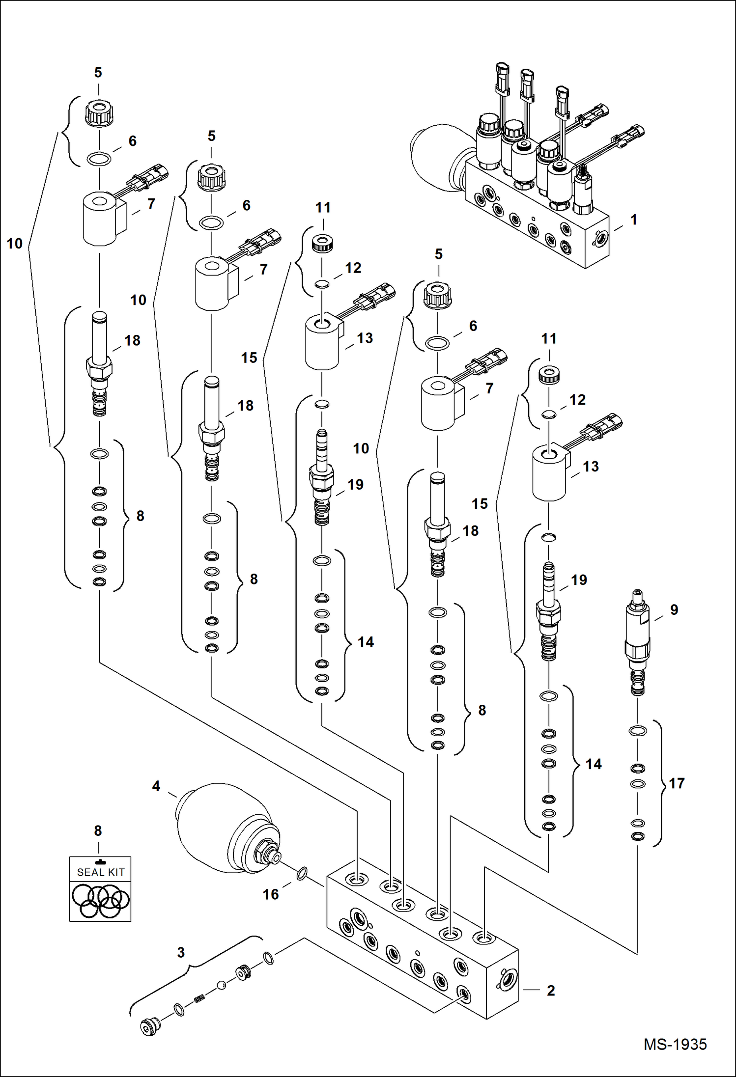 Схема запчастей Bobcat 430 - MANIFOLD HYDRAULIC/HYDROSTATIC SYSTEM
