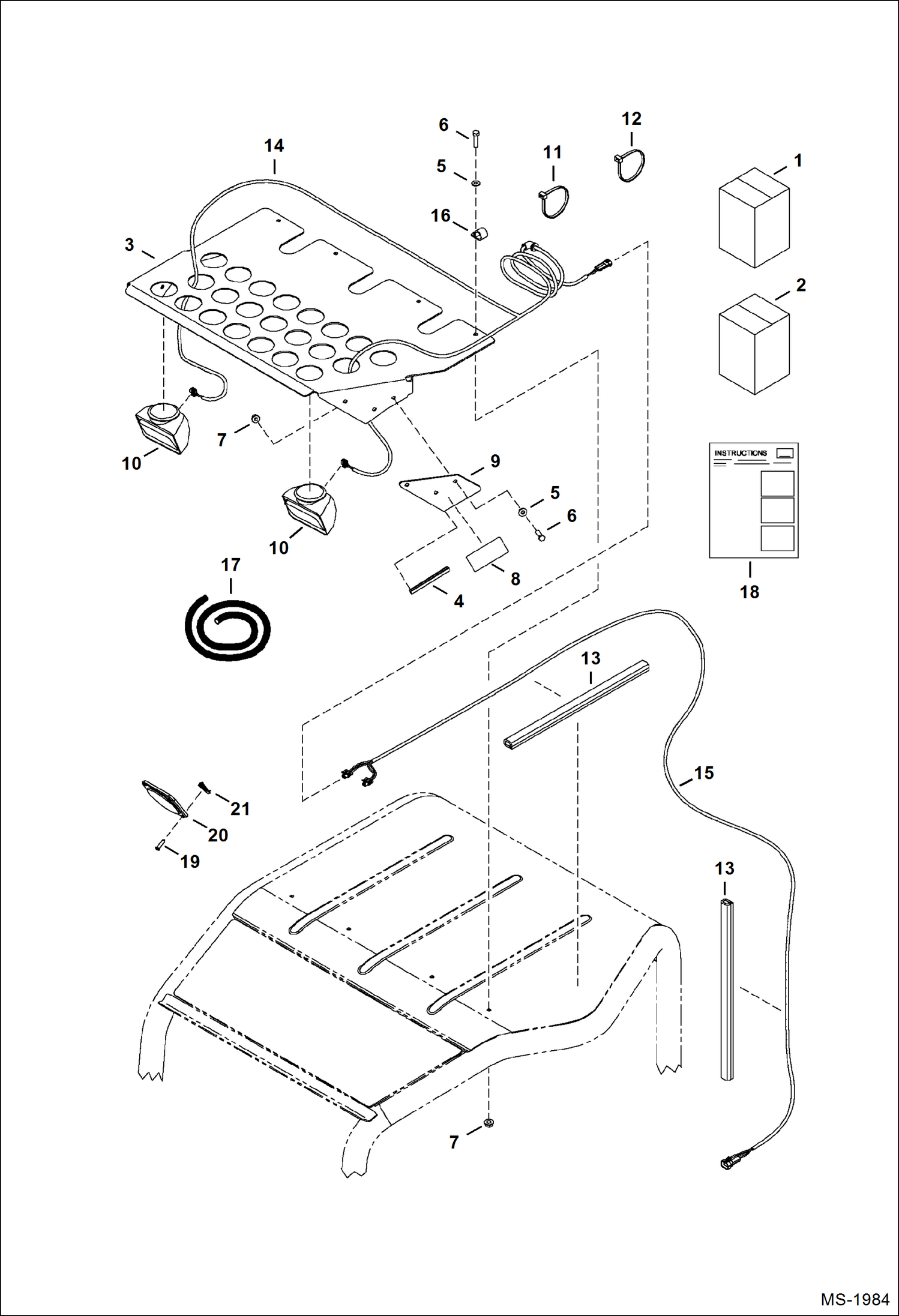 Схема запчастей Bobcat 425 - TOP GUARD & TOP GUARD W/ LIGHTS KITS ACCESSORIES & OPTIONS