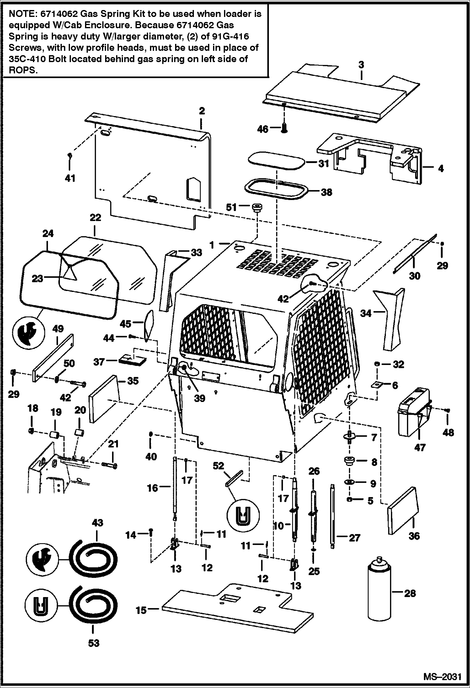 Схема запчастей Bobcat 600s - OPERATOR CAB MAIN FRAME