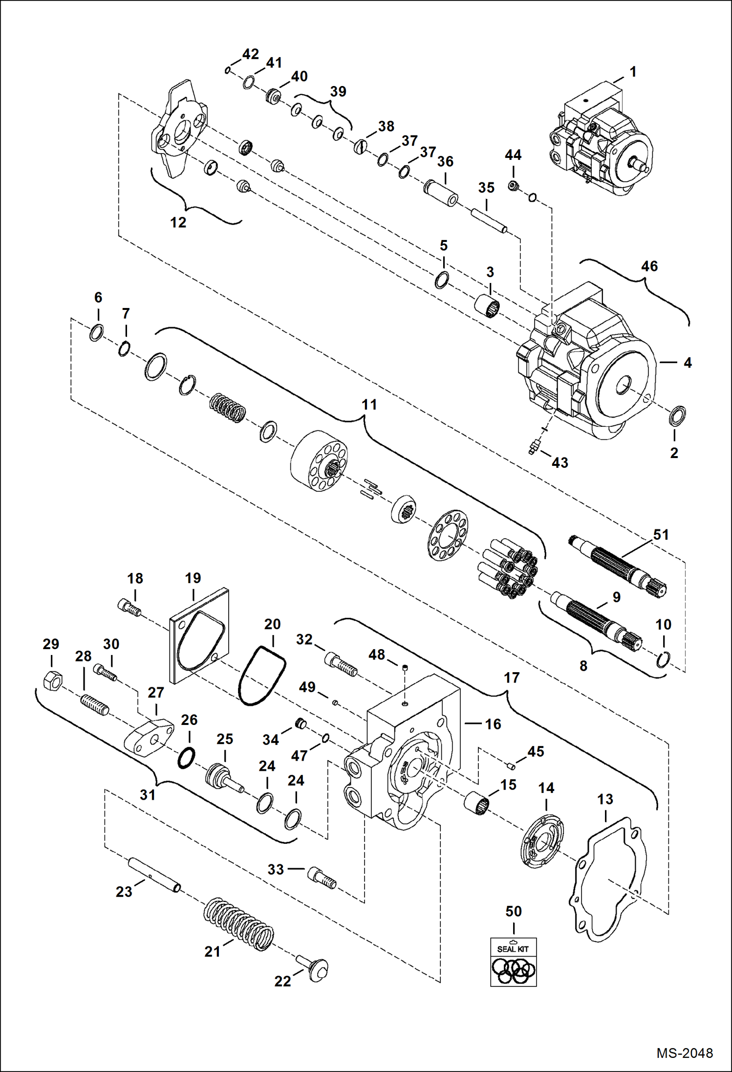 Схема запчастей Bobcat 331 - HYDRAULIC PISTON PUMP HYDRAULIC SYSTEM