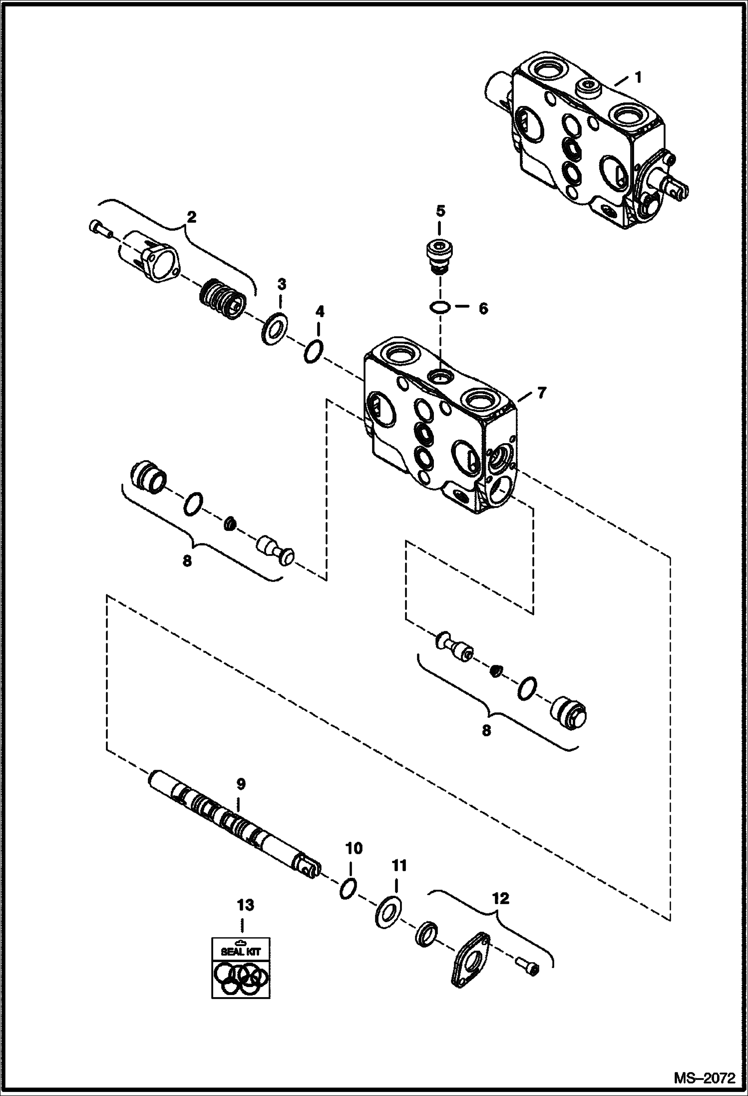 Схема запчастей Bobcat 320 - VALVE SECTION (Boom Offset) (320L/323J) HYDRAULIC SYSTEM