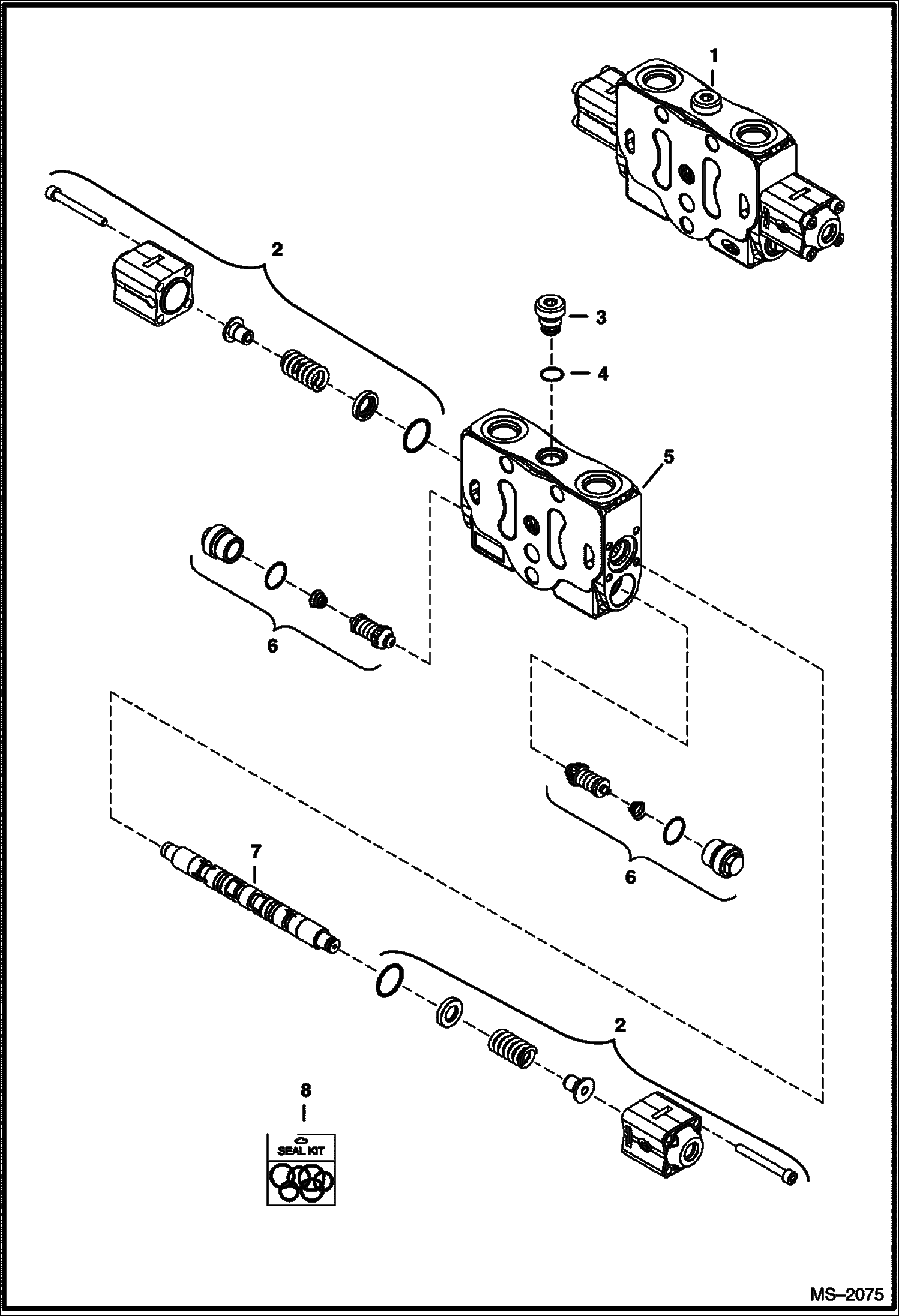 Схема запчастей Bobcat 323 - VALVE SECTION (Boom) (323J) HYDRAULIC SYSTEM