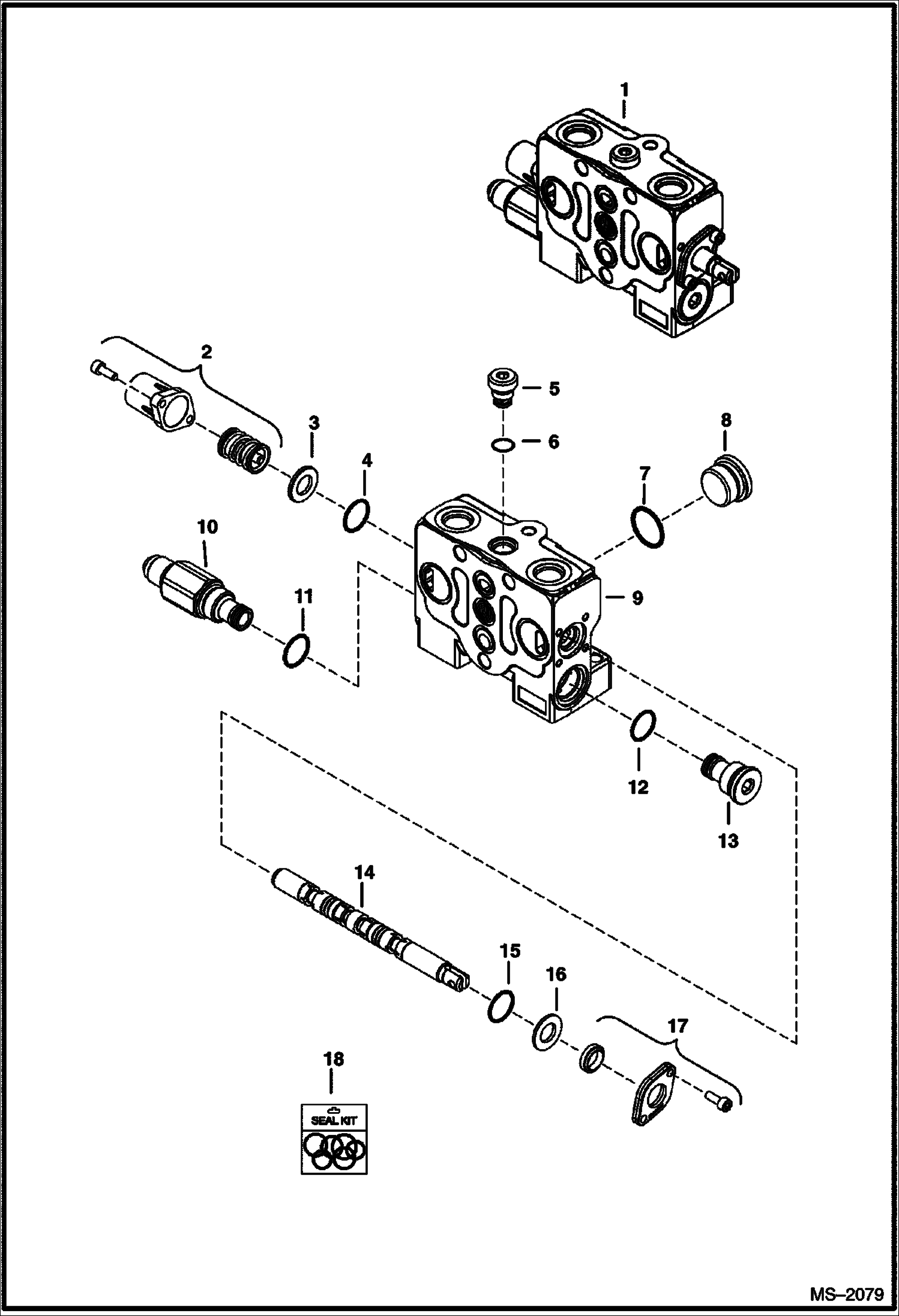 Схема запчастей Bobcat 320 - VALVE SECTION (Auxiliary) (320L/320J) HYDRAULIC SYSTEM